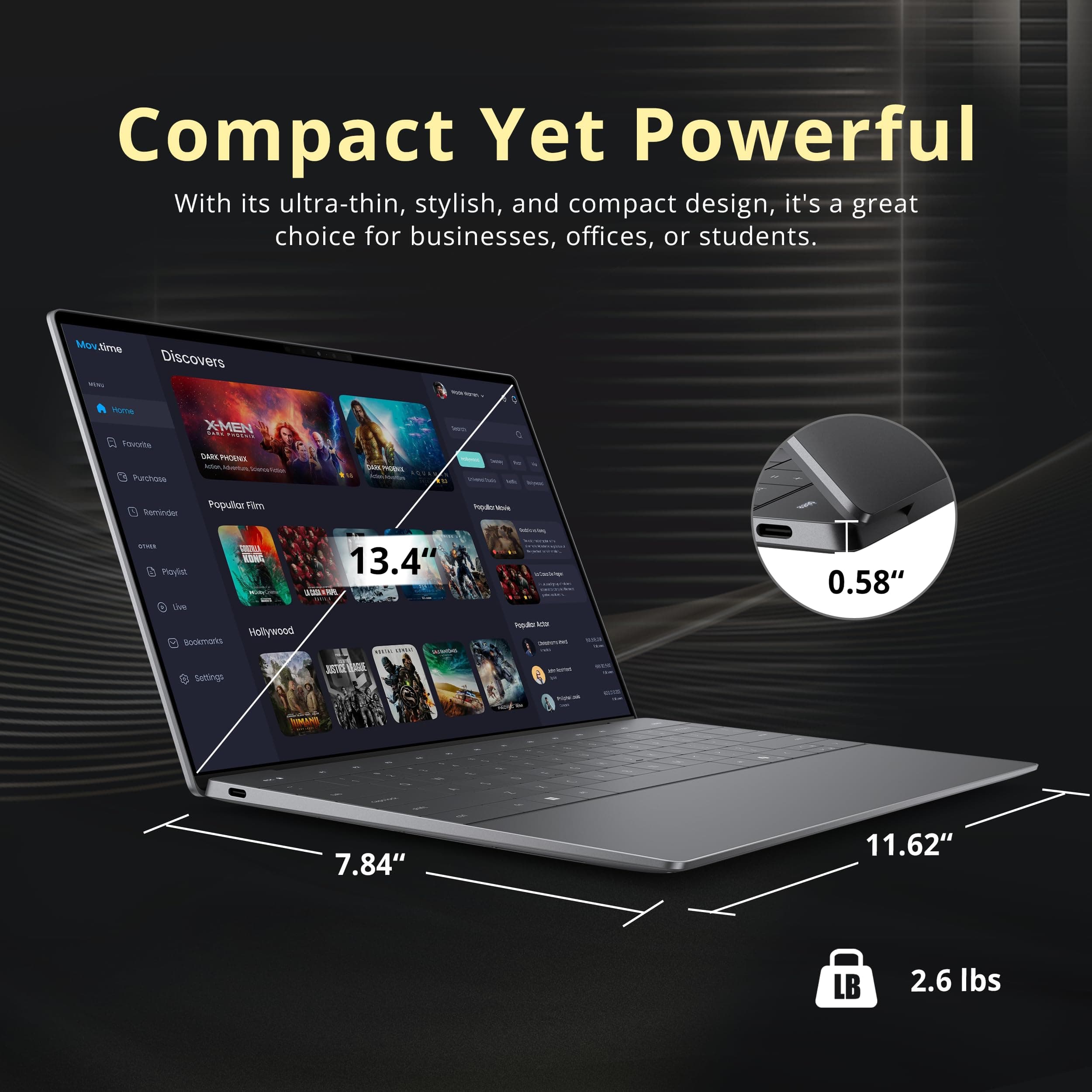 Dell XPS 13 9345, 13.4" 3K OLED Touch Laptop, 16GB RAM, 1.5TB Storage (512GB SSD+1TB Docking Station), Snapdragon X Elite X1E-80-100, Copilot+ PC, Backlit Keyboard, Fingerprint, Win 11 Pro, Graphite, view 8