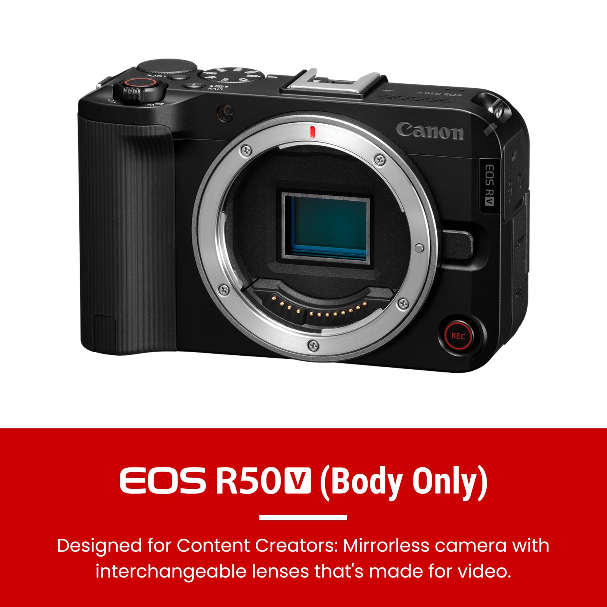 Canon EOS R50 V Mirrorless Camera (Body Only) – APS-C Digital Camera, Flip Screen 4K Video, Interchangeable Lens Camera for Vlogging, Content Creation, Streaming, Filming, Podcasts, TikTok, view 2