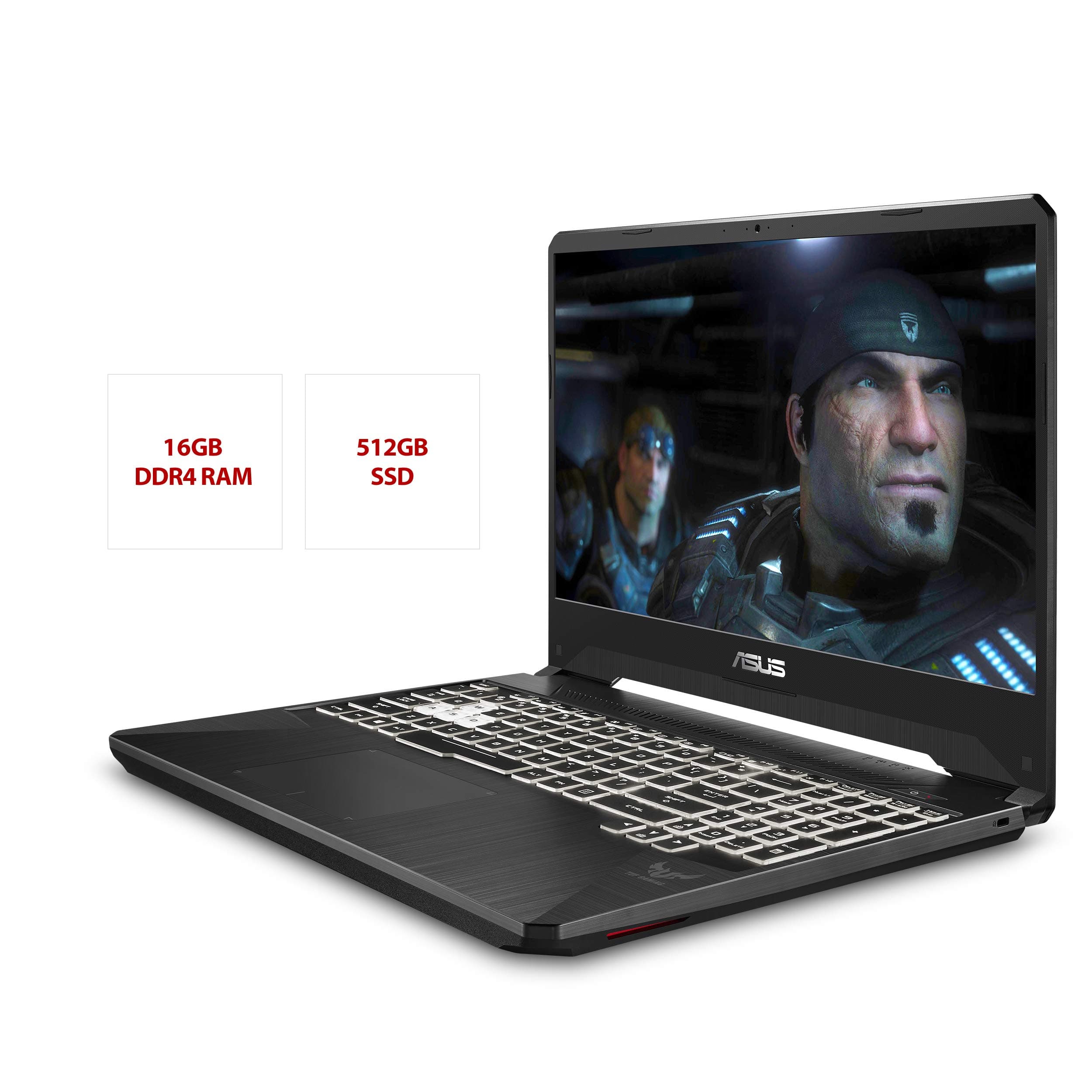 ASUS TUF Gaming Laptop, 15.6” 120Hz FHD IPS-Type, AMD Ryzen 7 3750H, GeForce RTX 2060, 16GB DDR4, 512GB PCIe SSD, Gigabit Wi-Fi 5, Windows 10 Home, FX505DV-ES74, view 2