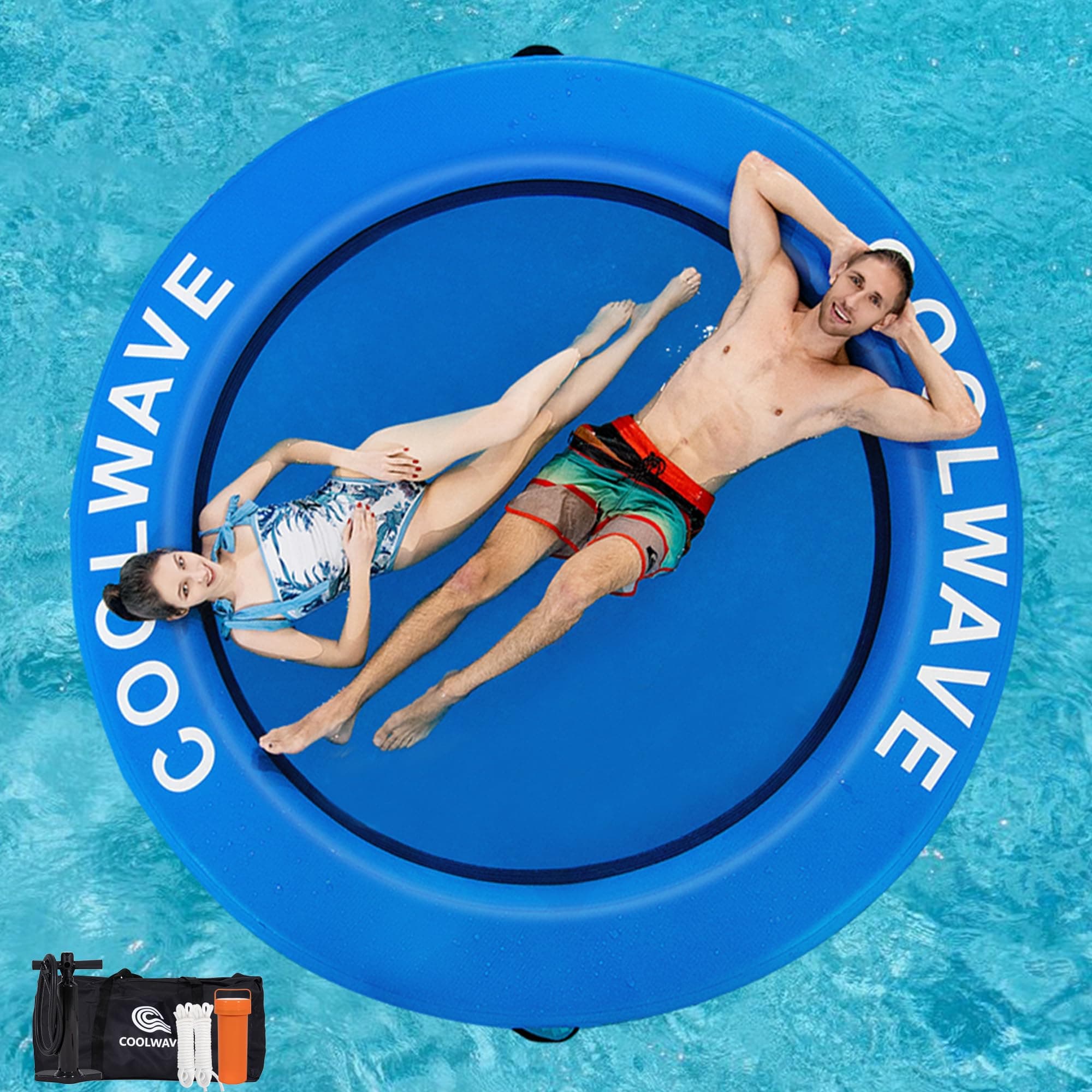 COOLWAVE Inflatable Water Hammock, Round Floating Dock for Adults(8BDB)