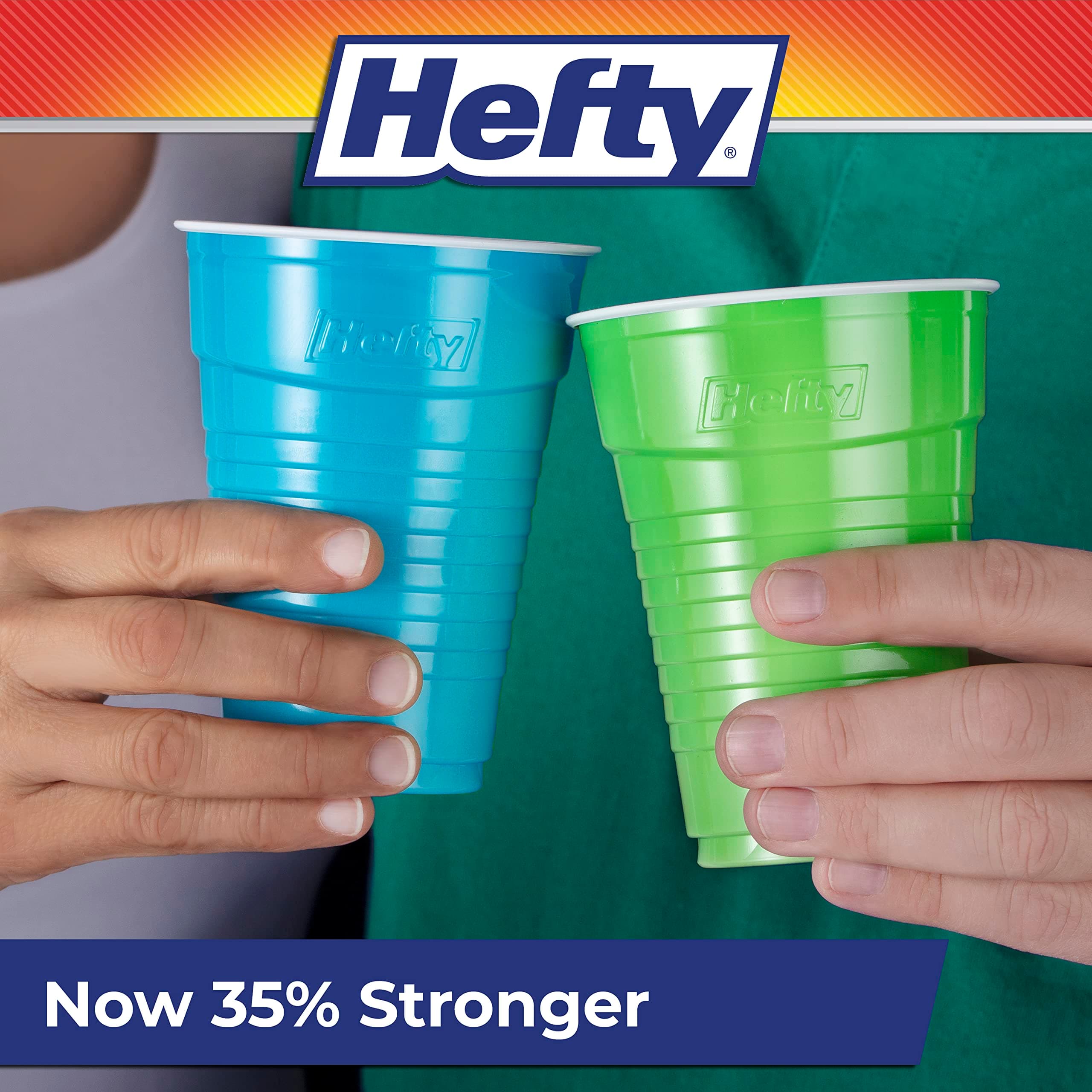 Hefty Party On Disposable Plastic Cups, Assorted, 16 Ounce, 100 Count, view 4