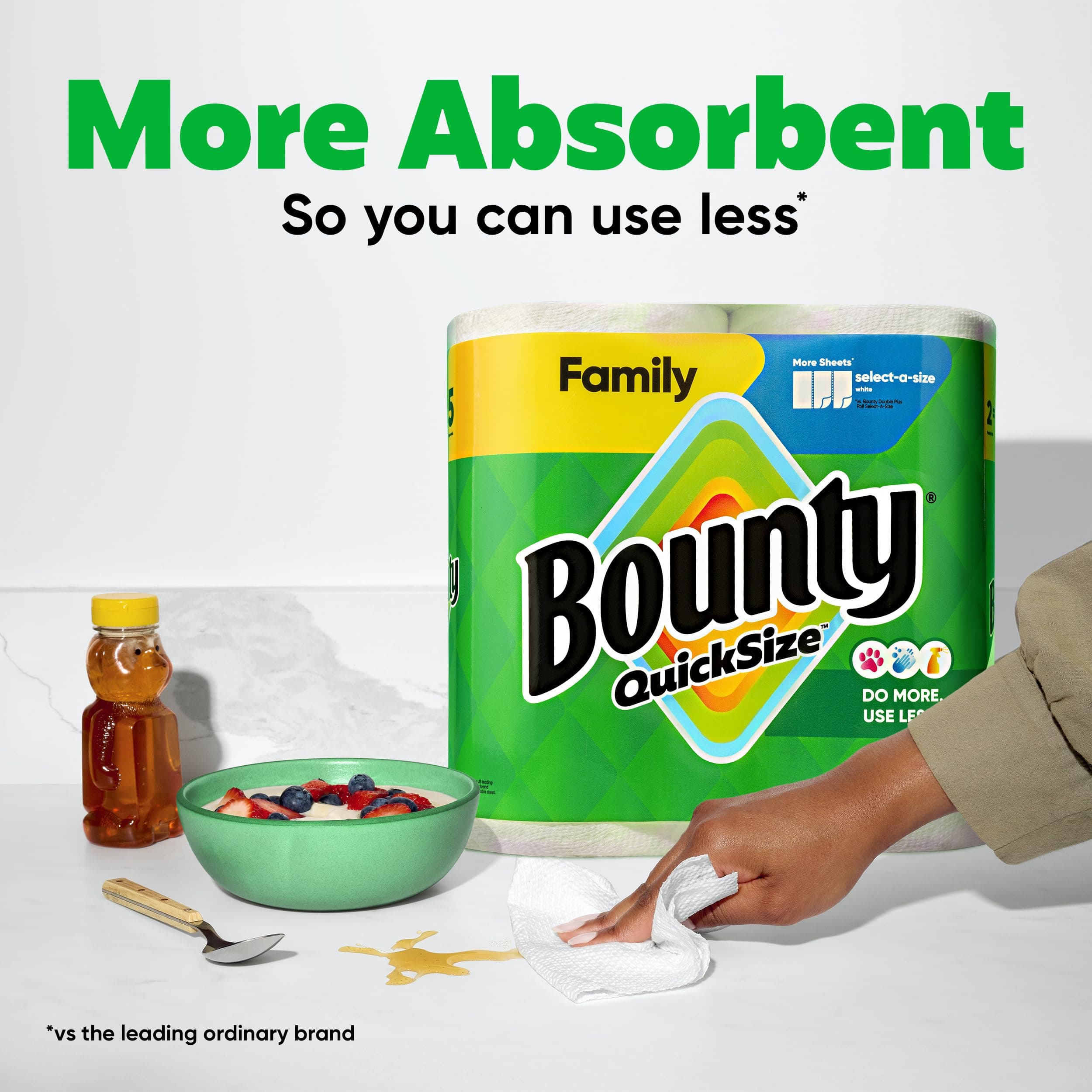 Bounty Paper Towels Quick Size, White, 16 Family Rolls = 40 Regular Rolls, view 4