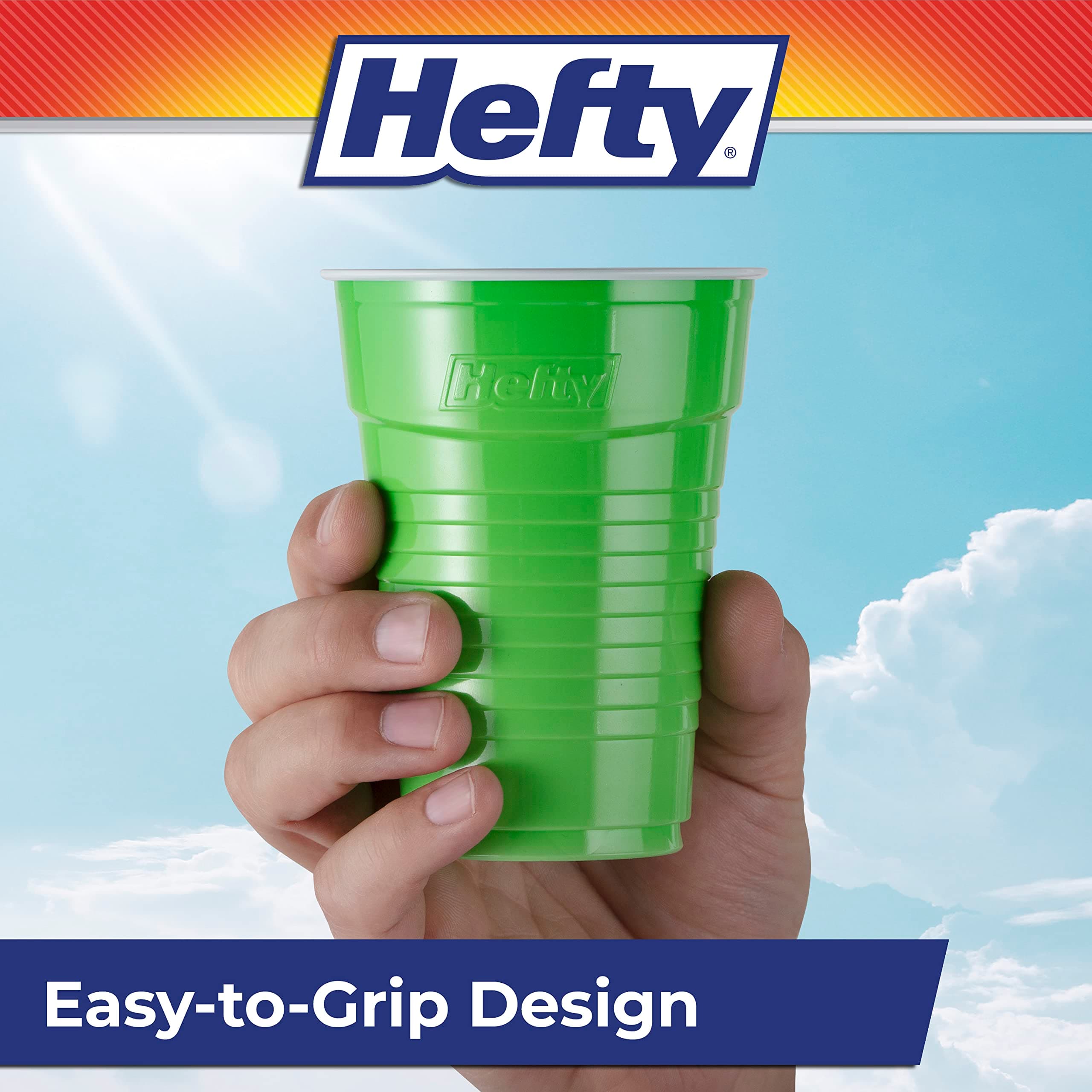 Hefty Party On Disposable Plastic Cups, Assorted, 16 Ounce, 100 Count, view 5