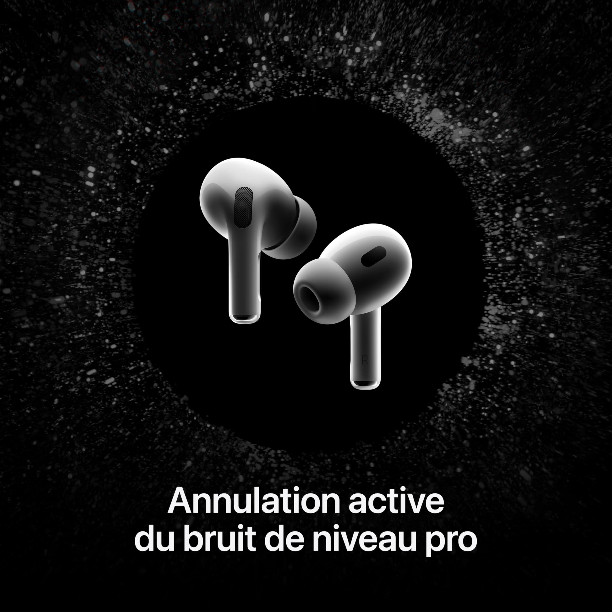 Apple AirPods Pro (2nd Generation) Wireless Ear Buds with USB-C Charging, Up to 2X More Active Noise Cancelling Bluetooth Headphones, Transparency Mode, Adaptive, Personalized Spatial Audio, White, view 6