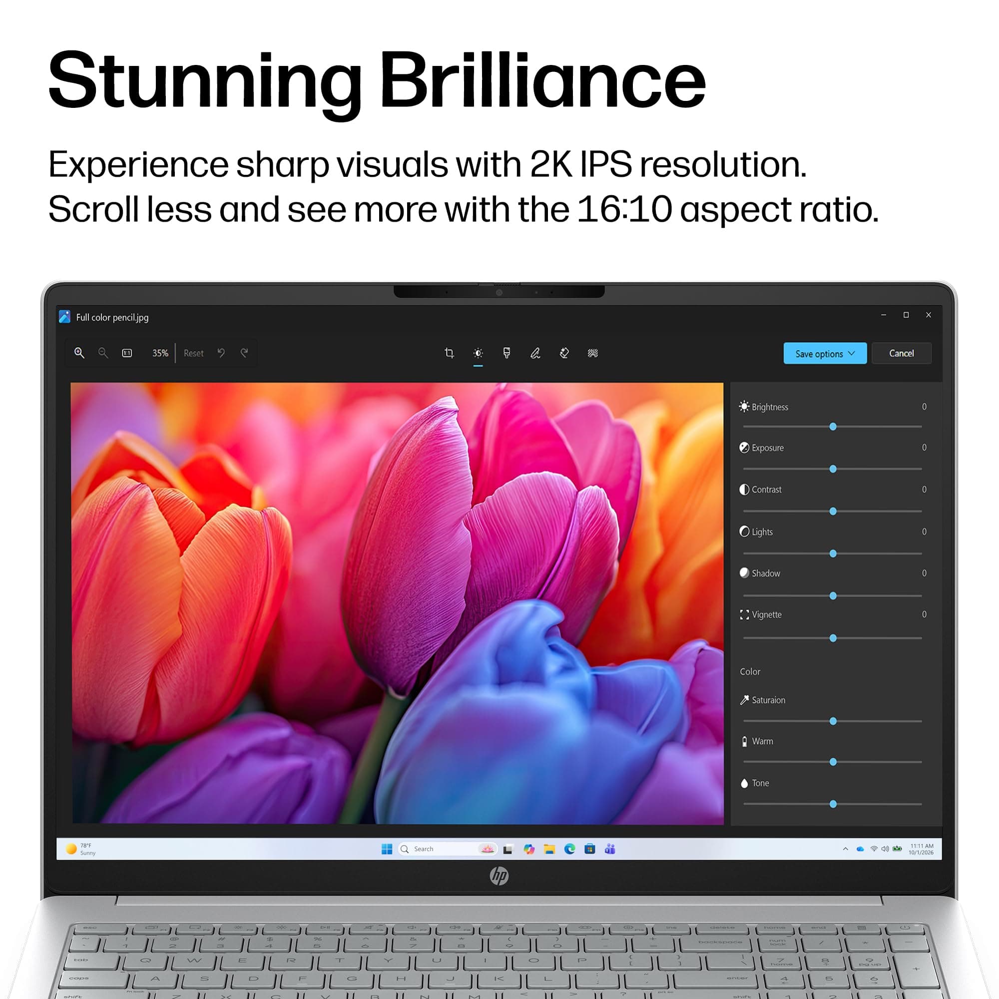 HP OmniBook 3 16 inch Laptop PC, 2K Touchscreen, AMD Ryzen 5 40, 8 GB RAM, 512 GB SSD, AMD Radeon 610M GPU, Windows 11 Home, Glacier Silver, 16-by0499nr, view 3
