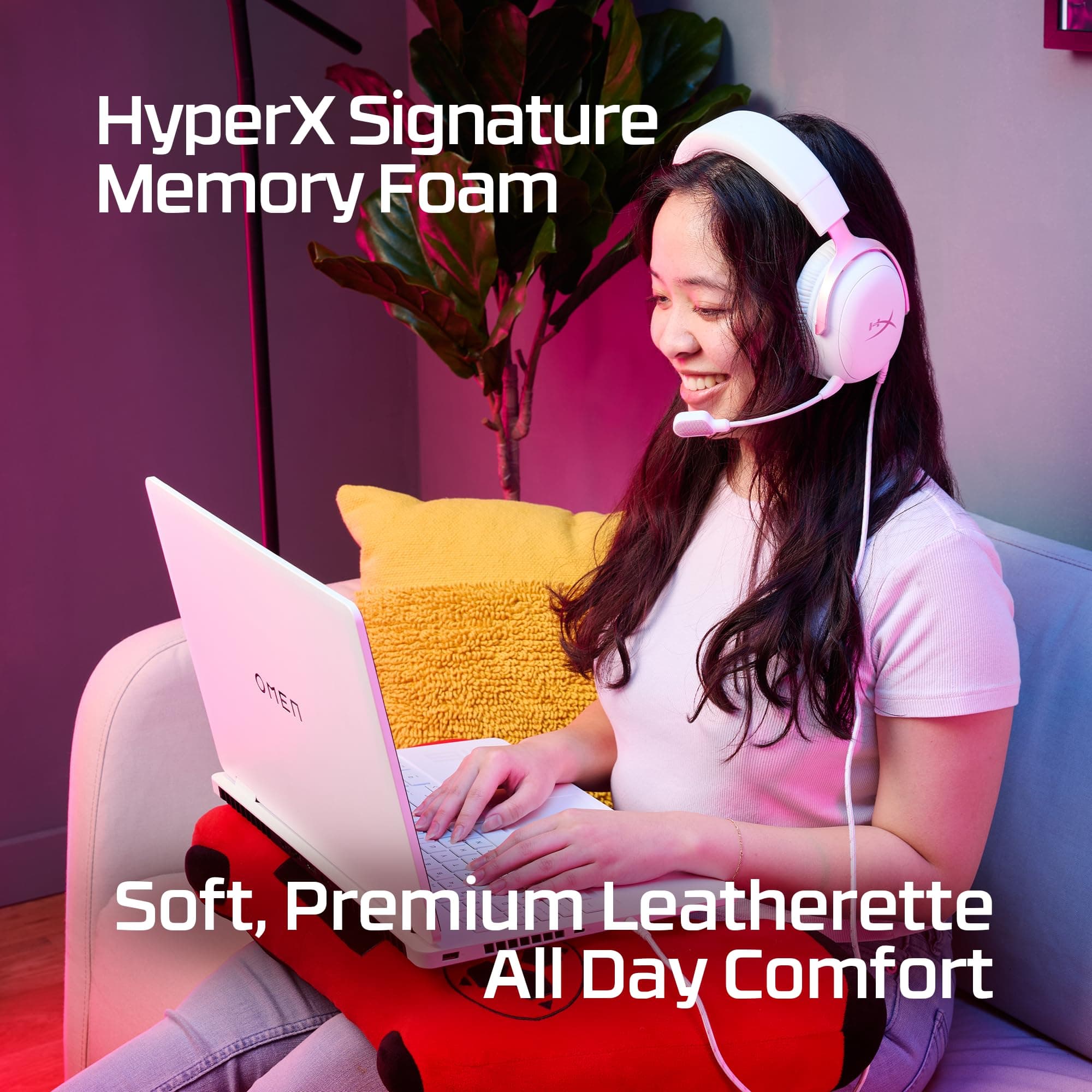 HyperX Cloud III – Wired Gaming Headset, PC, PS5, Xbox Series X|S, Angled 53mm Drivers, Memory Foam, Durable Frame, Ultra-Clear 10mm Mic, USB-C, USB-A, 3.5mm – Pink, view 11