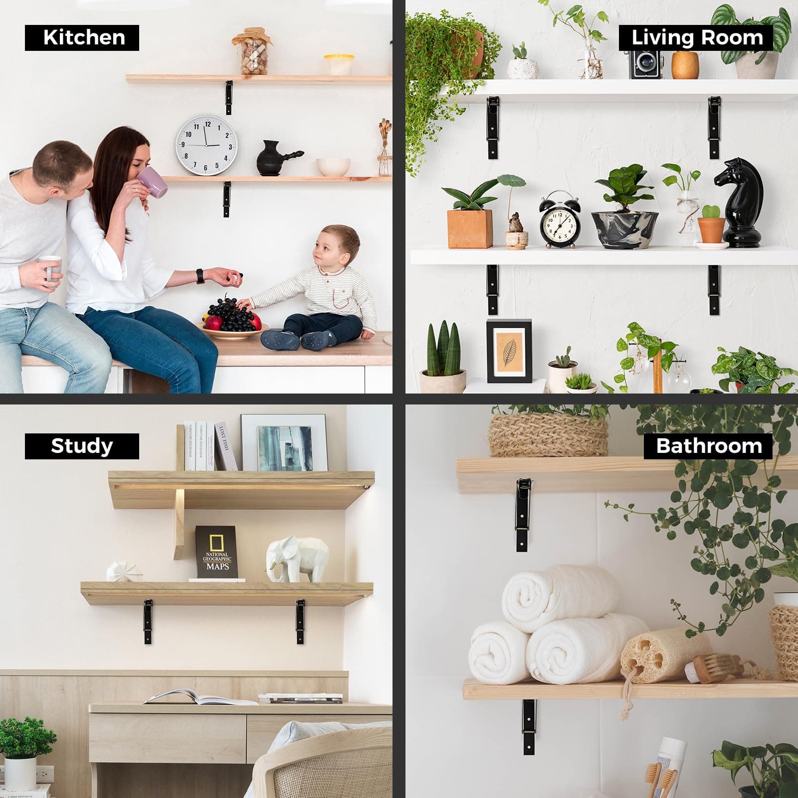 16 Inch Folding Shelf Brackets, 2 Pack Shelf Bracket Wall Mounted, view 7