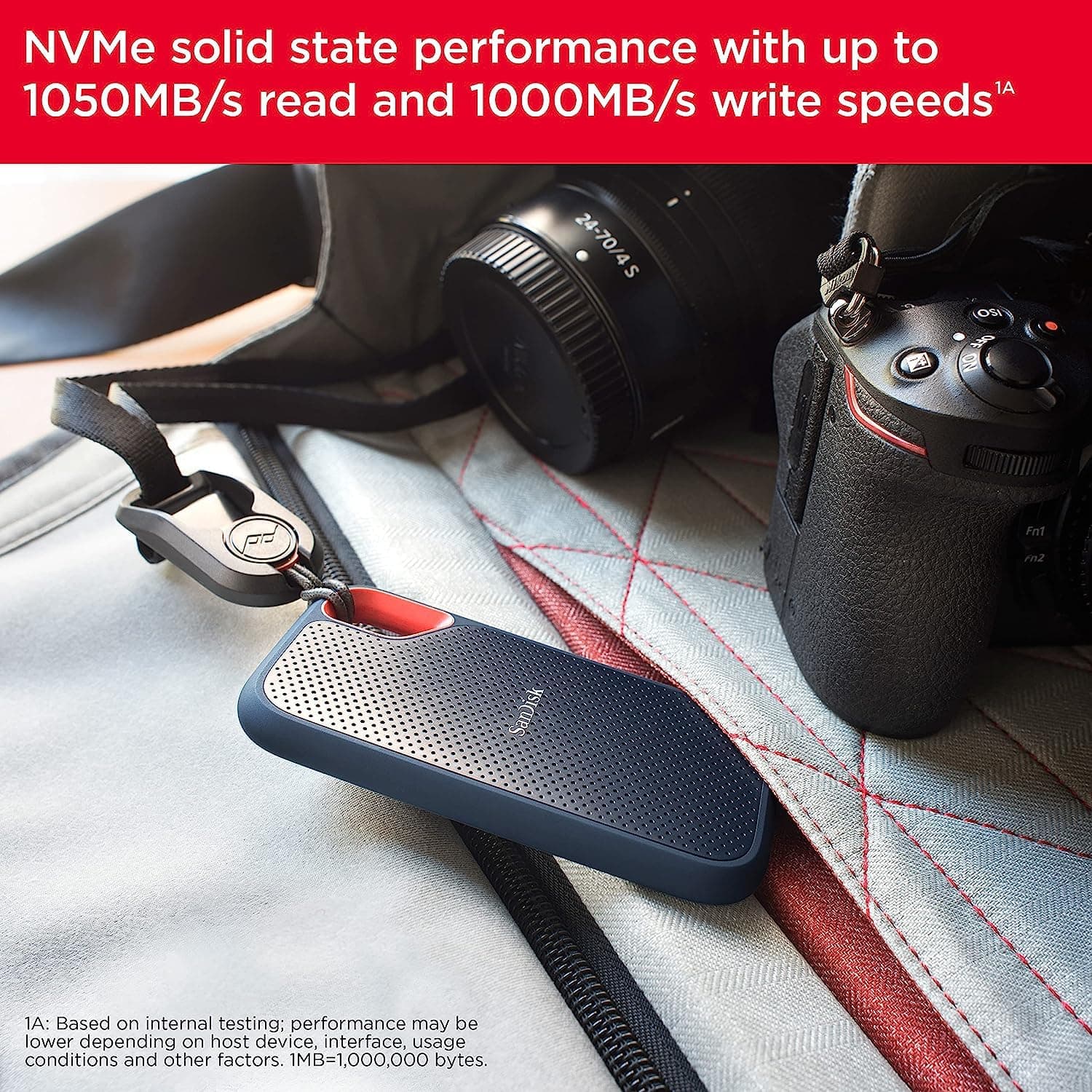 Sandisk 1TB Extreme Portable SSD, Up to 1050MB/s Read Speeds (Old Model), view 4