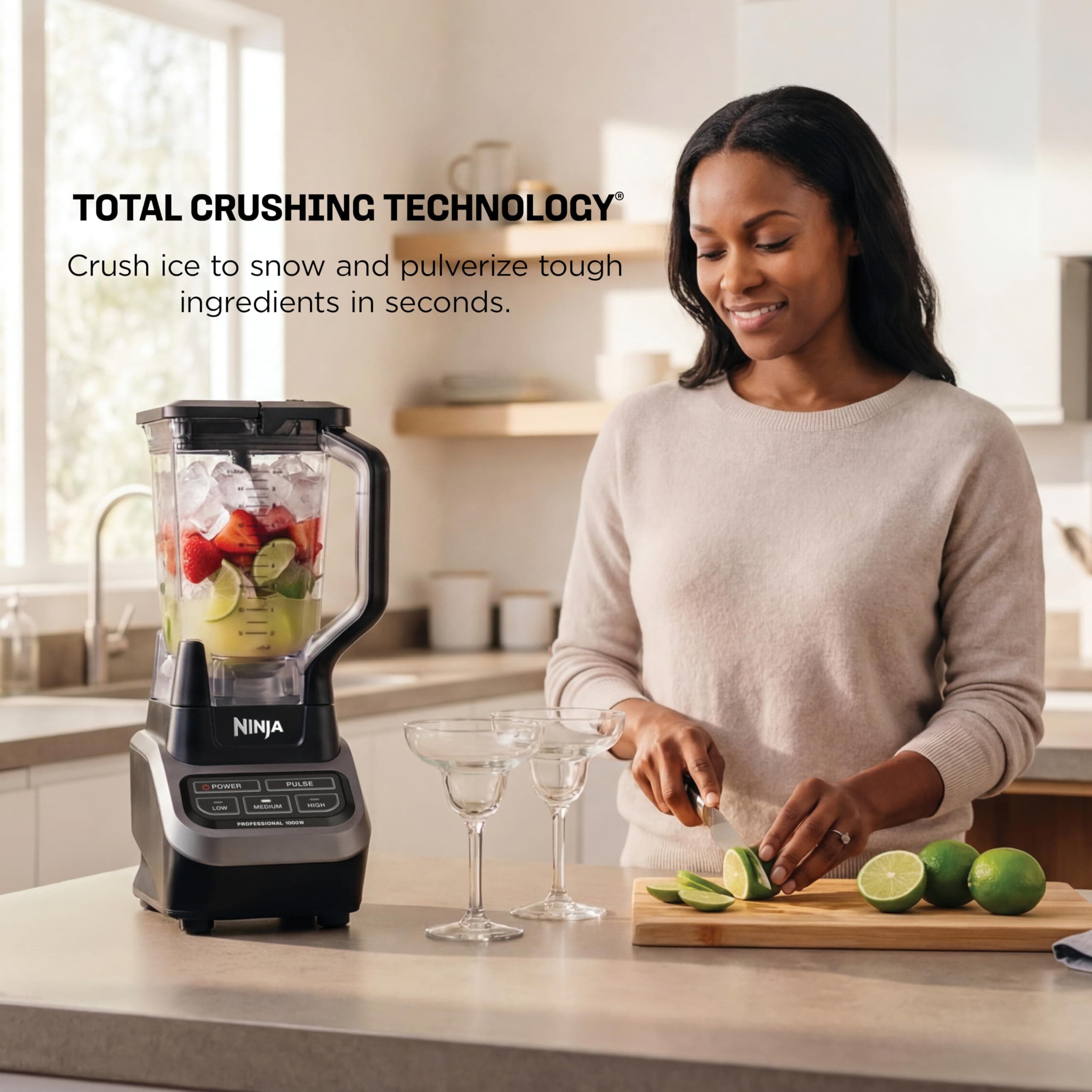 Ninja Professional Blender, 1000W, Total Crushing Tech, 72oz Pitcher, BL610, view 3
