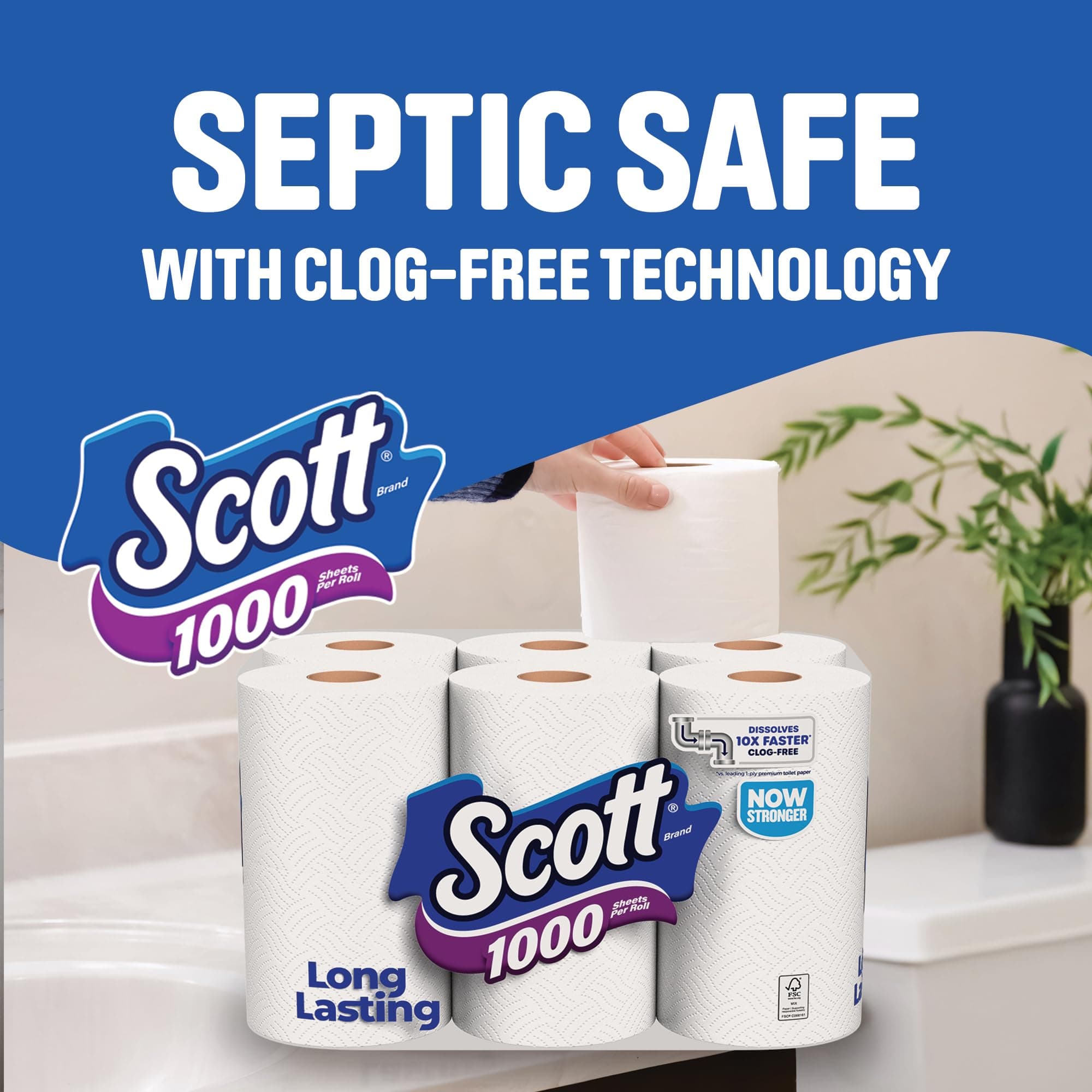 Scott 1000 Toilet Paper, 18 Rolls, 1000 Sheets per Roll, view 6