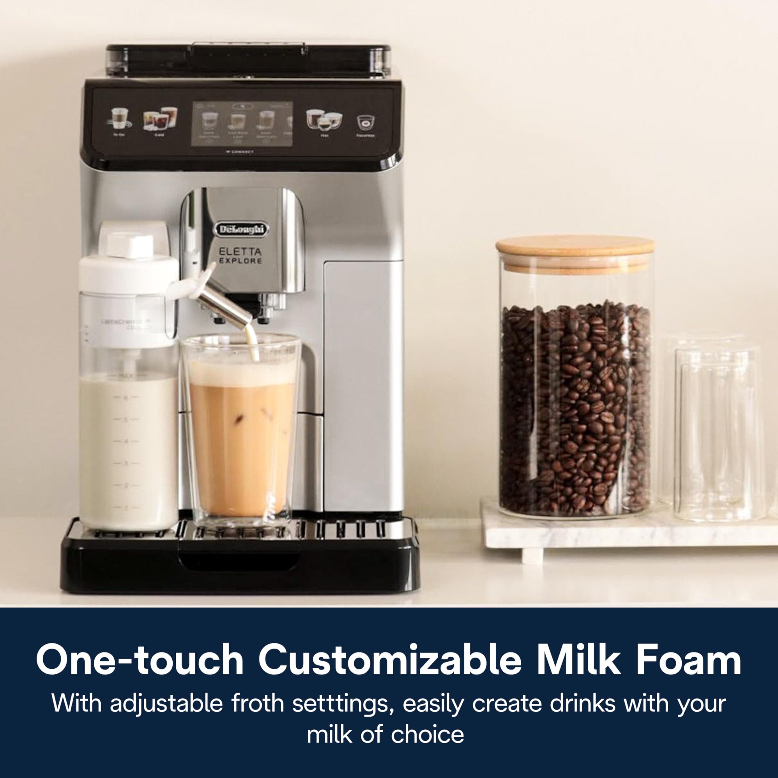 De'Longhi Eletta Explore Espresso Machine with Coffee Grinder, Milk Frother, view 6
