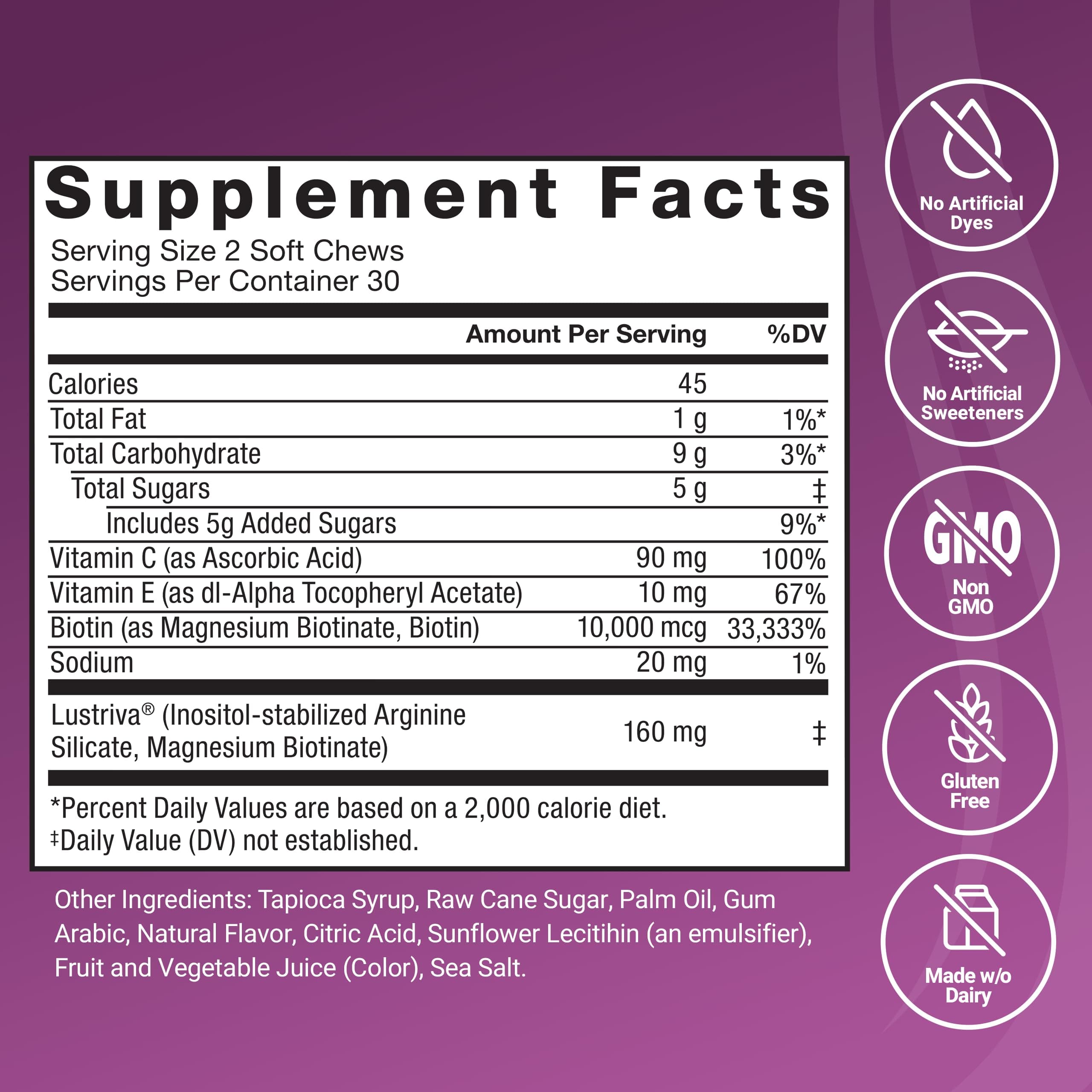 Force Factor Hair Growth Accelerator Soft Chews with Lustriva, view 6