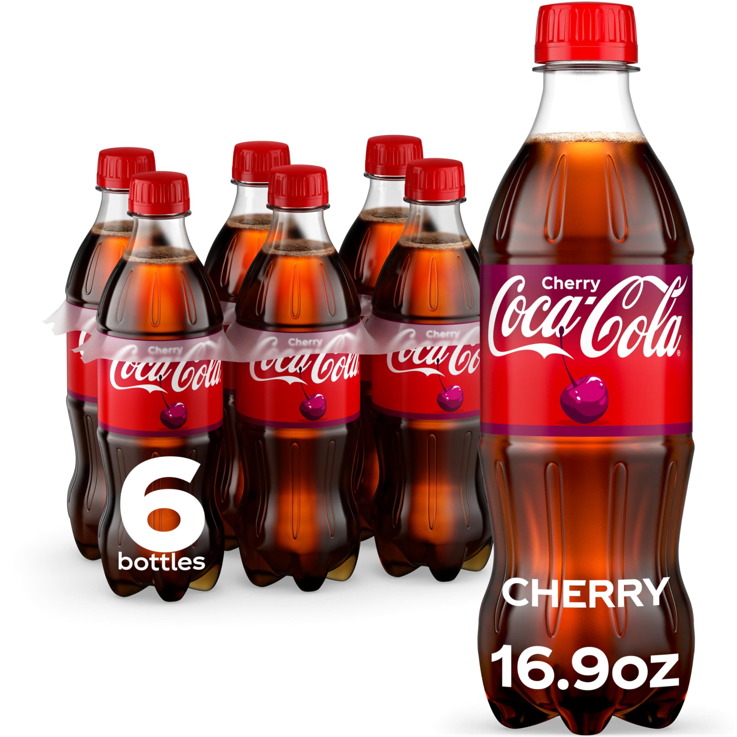 Coca-Cola Cherry Soda Soft Drink Bottles, 16.9 fl oz, 6 Pack