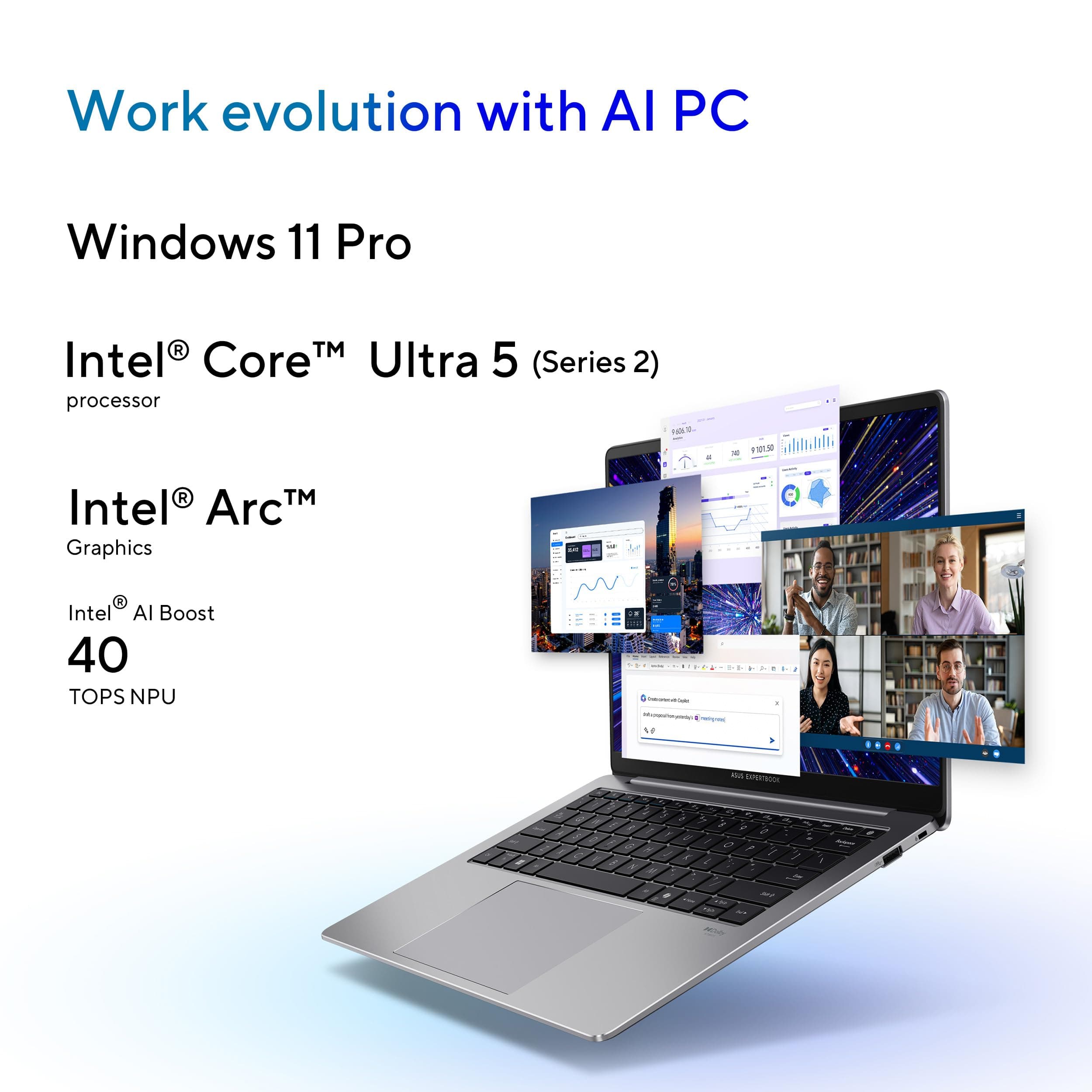 ASUS ExpertBook ExpertBook/GREY/14.0 WQXGA(WQ) Non-Touch/CORE Ultra 5 226V/16GB/Intel UMA/512GB/WIN11 PRO, view 4