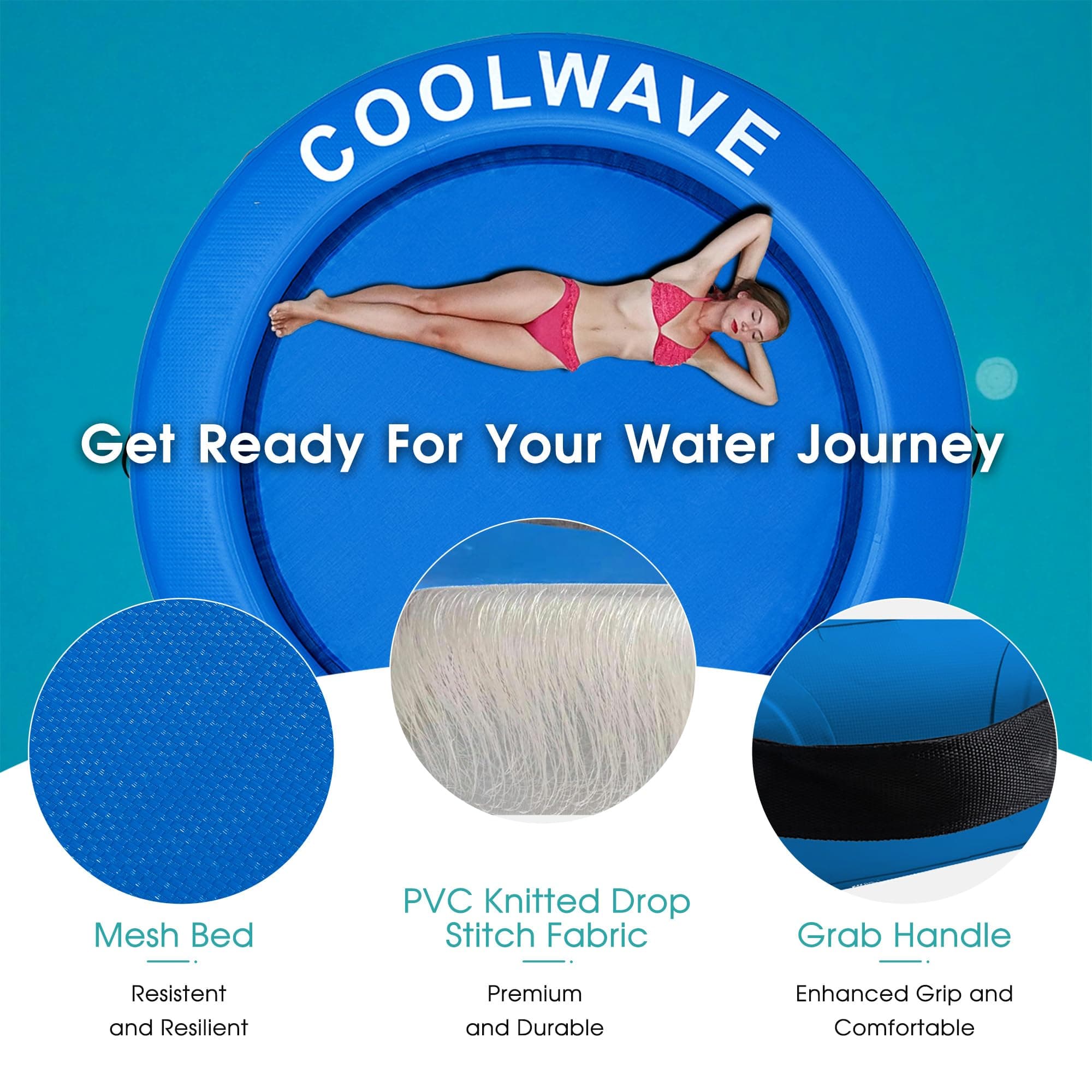 COOLWAVE Inflatable Water Hammock, Round Floating Dock for Adults(8BDB), view 4