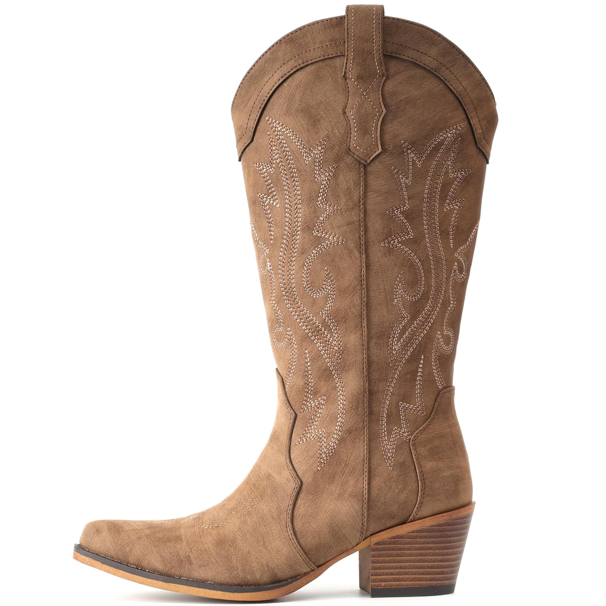 IUV Cowboy Boots For Women Western Cowgirl Boots Mid Calf Snip Toe, view 5