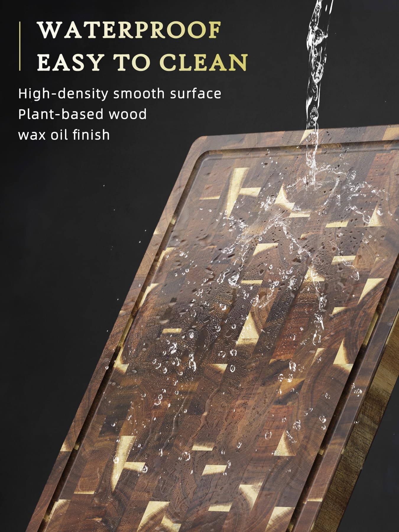 HOSHANHO 3 Packs Cutting Board Set, Extra Large Acacia Wood Cutting Boards, view 5