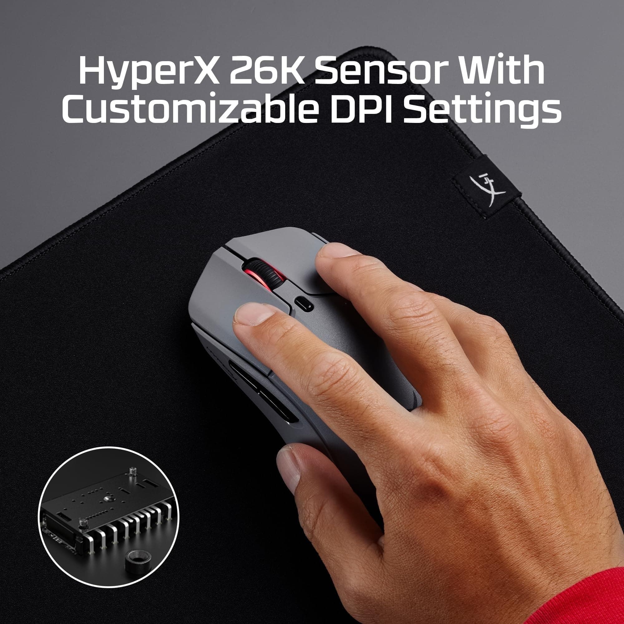 HyperX Pulsefire Haste 2 Pro 4K Wireless Gaming Mouse for PC, 4k Polling, Rechargeable 90 Hour Battery, Lightweight 61g, 26K Sensor, 2.4GHz, Bluetooth, Slate Grey, view 5