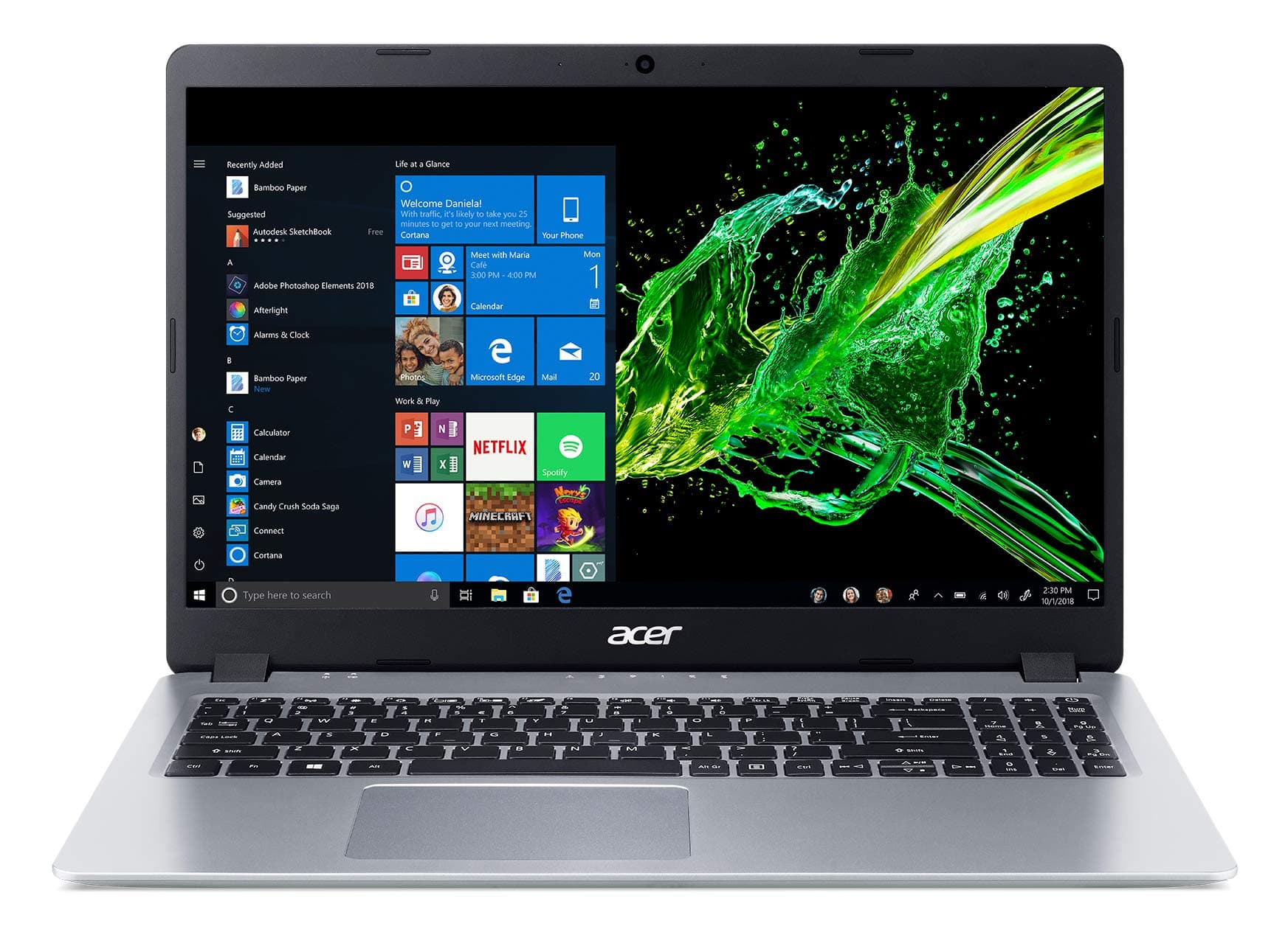acer Aspire 5 Slim Laptop, 15.6 inches Full HD IPS Display, AMD Ryzen 3 3200U, Vega 3 Graphics, 4GB DDR4, 128GB SSD, Backlit Keyboard, Windows 10 in S Mode, A515-43-R19L, Silver, view 6