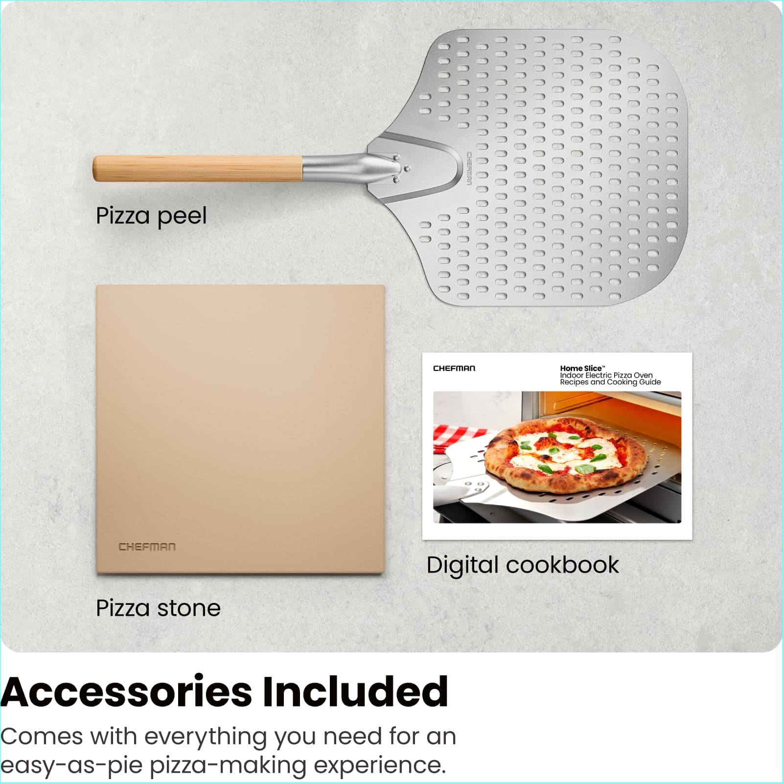 CHEFMAN Indoor Pizza Oven - Makes 12 Inch Pizzas in Minutes, Heats up to 800°F - Countertop Electric Pizza Maker with 5 Touchscreen Presets, Pizza Stone and Peel Included - Stainless Steel, view 8