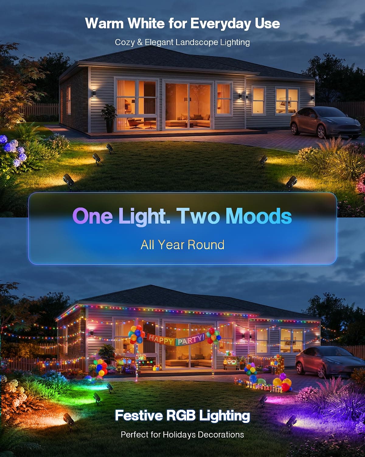 HIBOITEC RGBWW Low Voltage Landscape Lights 12-Pack, ETL Listed IP65 Outdoor LED Spotlights with Timer & Dual Remote, 12-24V Color Changing Uplighting for Yard Trees(Transformers NOT Included), view 3