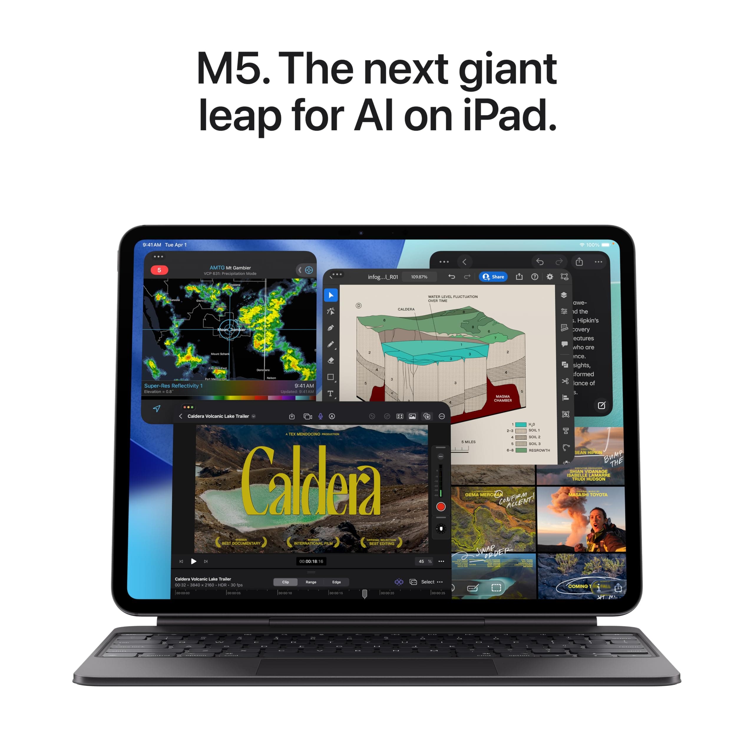 Apple iPad Pro 13-inch (M5): Ultra Retina XDR Display, 256GB, Landscape 12MP Front Camera/12MP Back Camera, LiDAR Scanner, Wi-Fi 7 with Apple N1, Face ID, All-Day Battery Life — Space Black, view 3