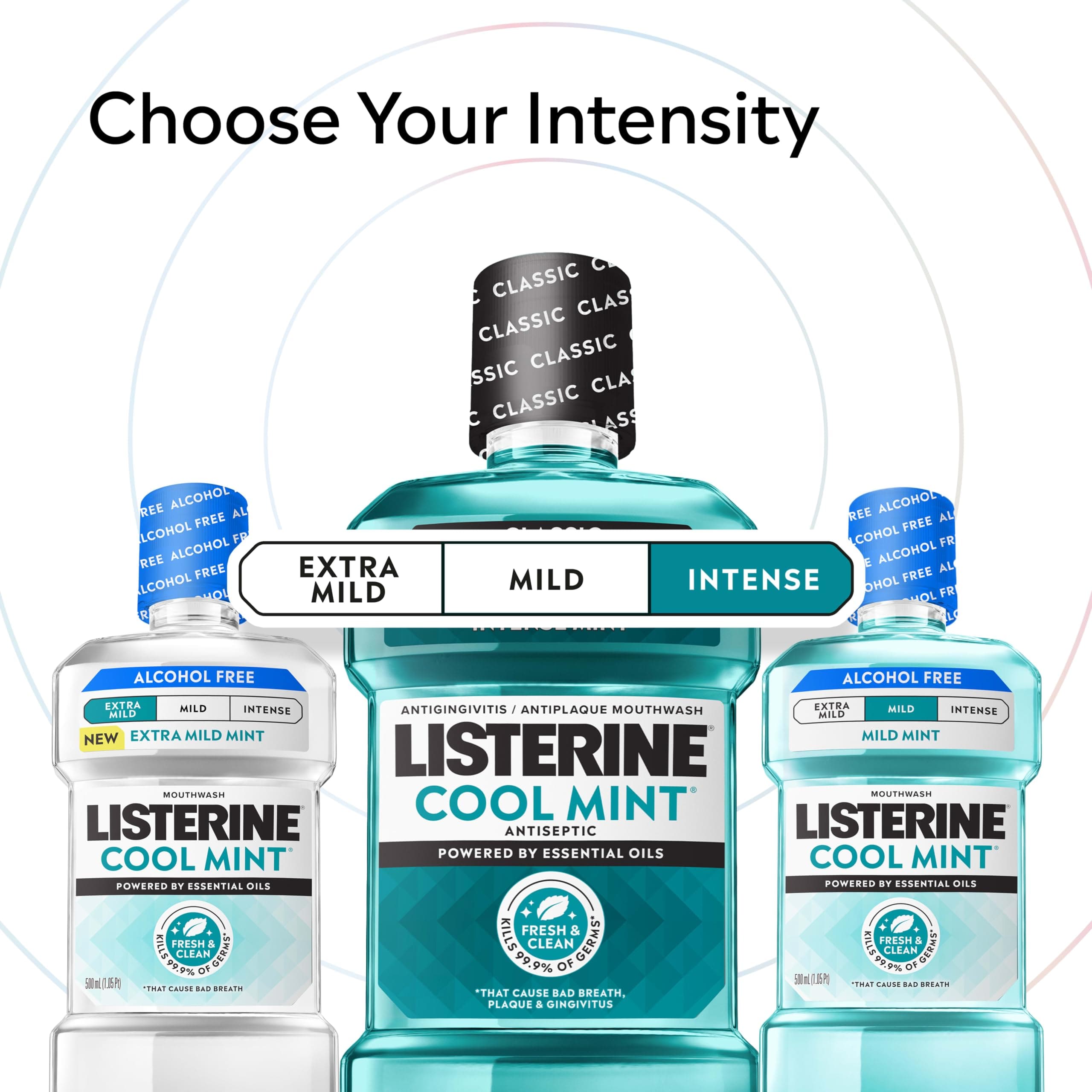 Listerine Cool Mint Antiseptic Mouthwash, Intense Mint, 33.8 fl. oz/1L x 2, view 4