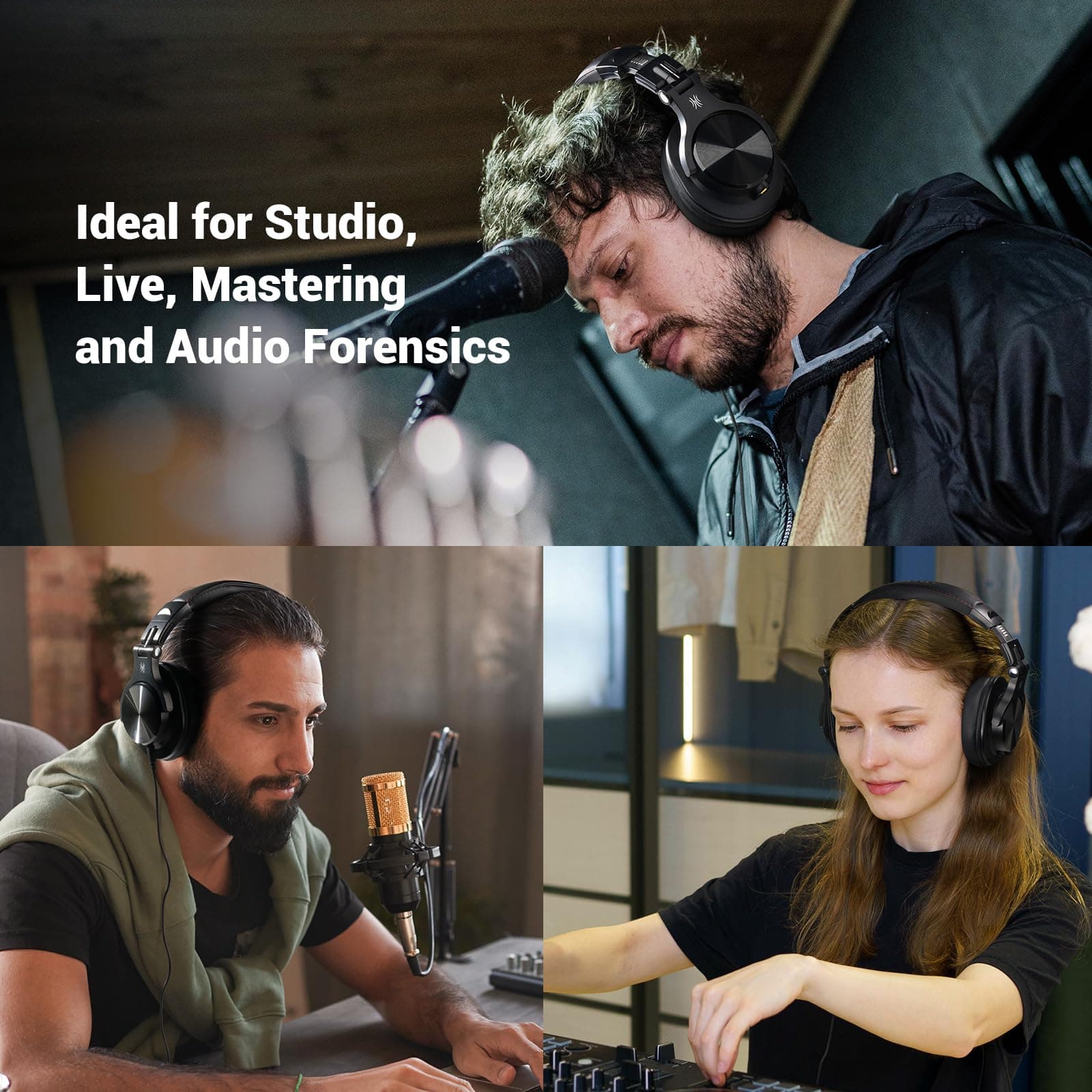 OneOdio A70 Bluetooth Over-Ear Headphones, Hi-Res Wired DJ Studio - Black, view 6