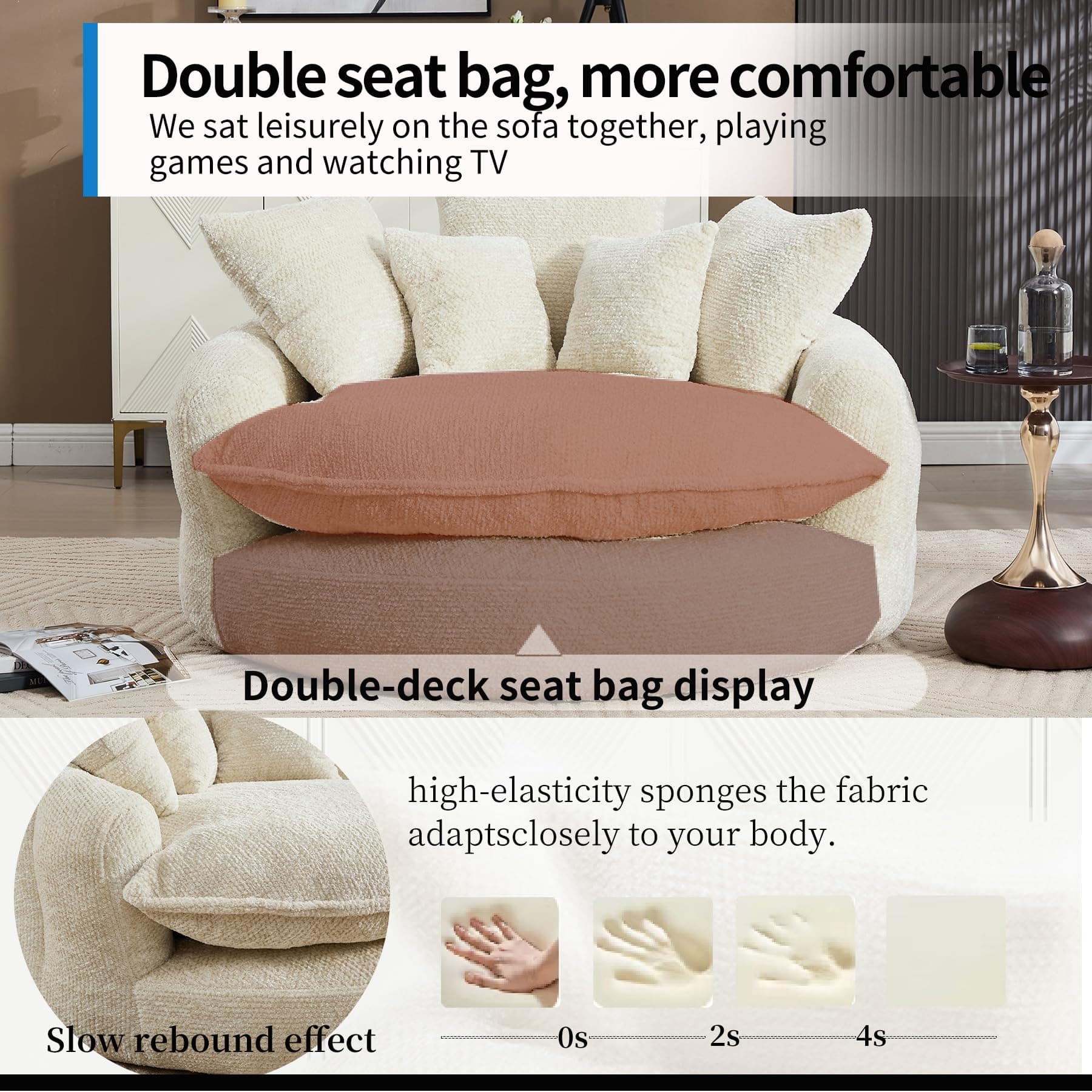 Gfovixo Oversized Chenille Round Sofa, Fluffy Reading Chair for Living Room, view 9