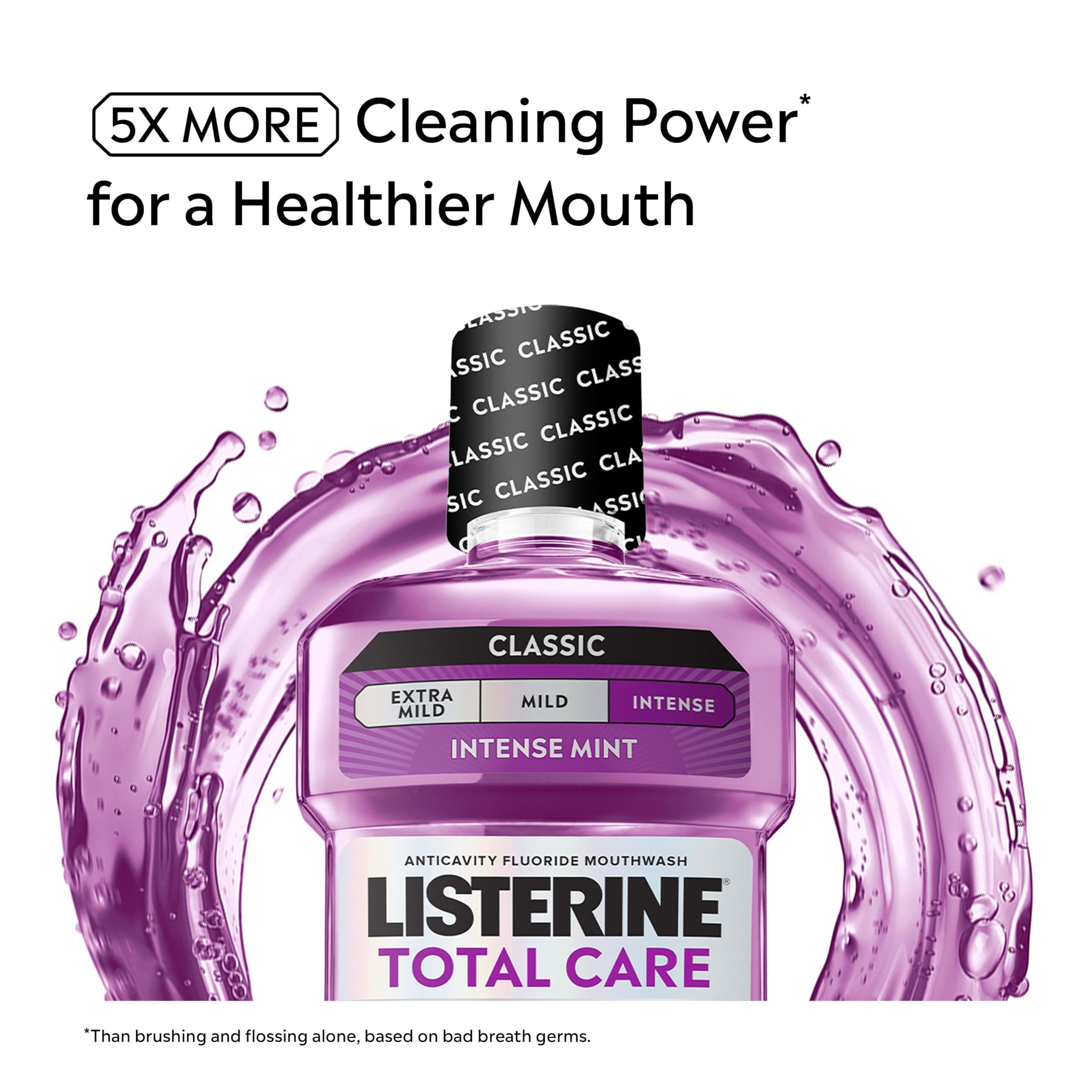 Listerine Total Care Anticavity Mouthwash, Intense Mint, 33.8 fl. oz/1L x 2, view 3
