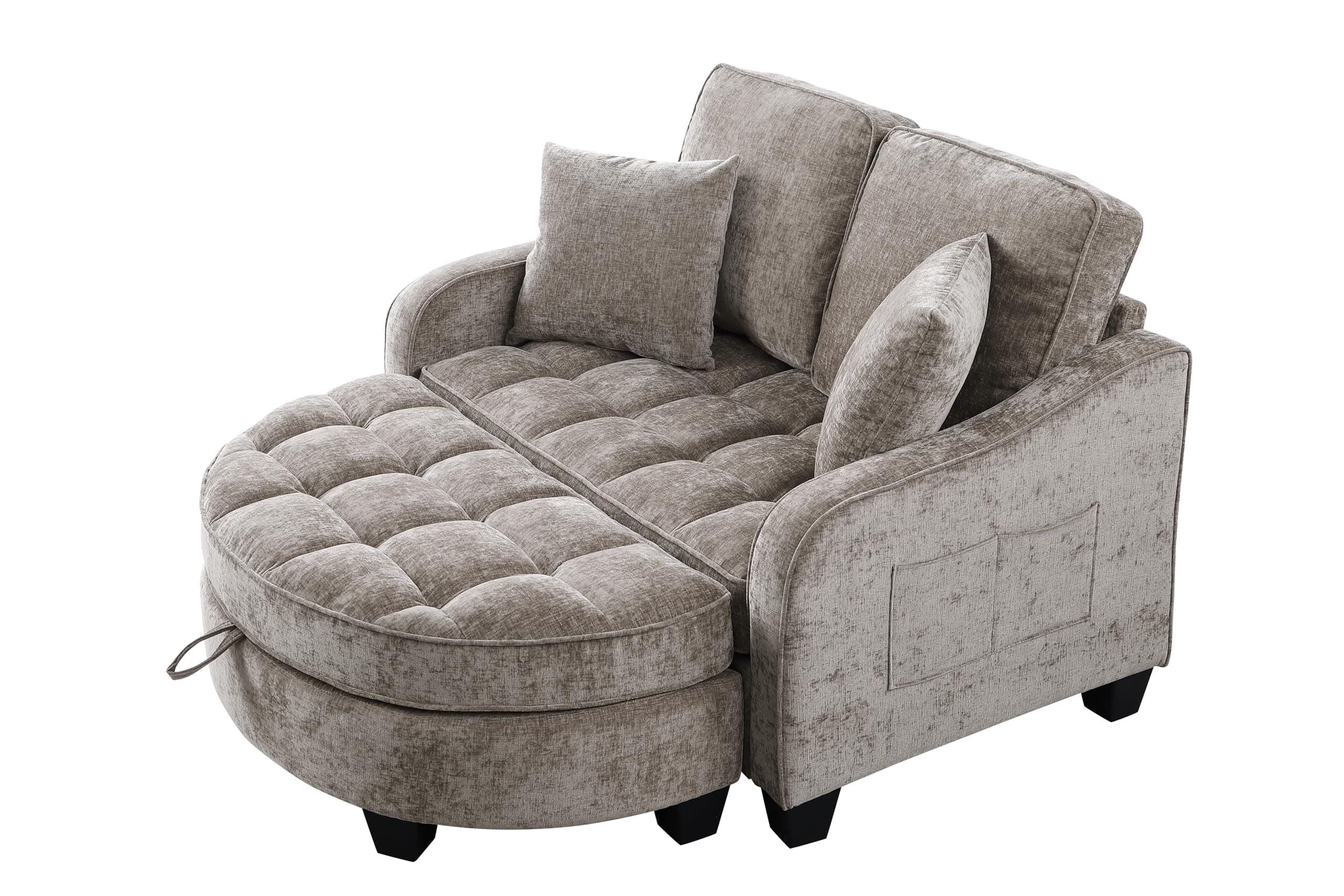 ERYE Chenille Tufted Loveseat Sofa and Ottoman Set, view 10