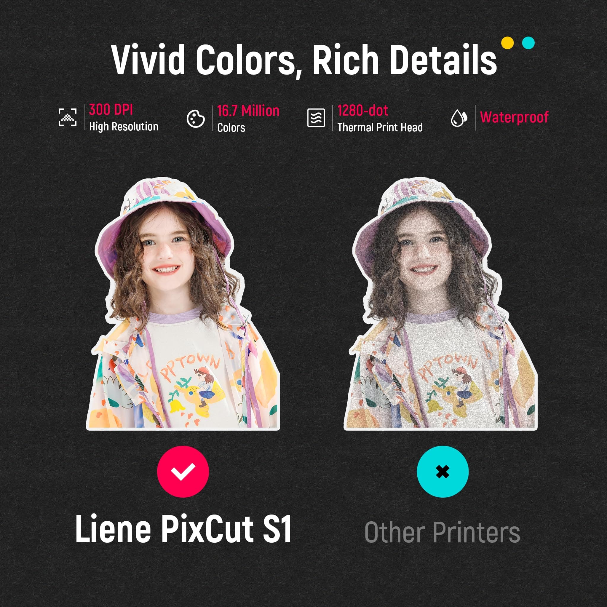 Liene PixCut S1 Color Sticker Printer & Cutting Machine - All-in-One Sticker Maker for DIY Crafts, Custom Labels & Gifts. Thermal Dye-Sublimation Photo Printer, 300 DPI, Precise AI Auto-Cutting, view 5