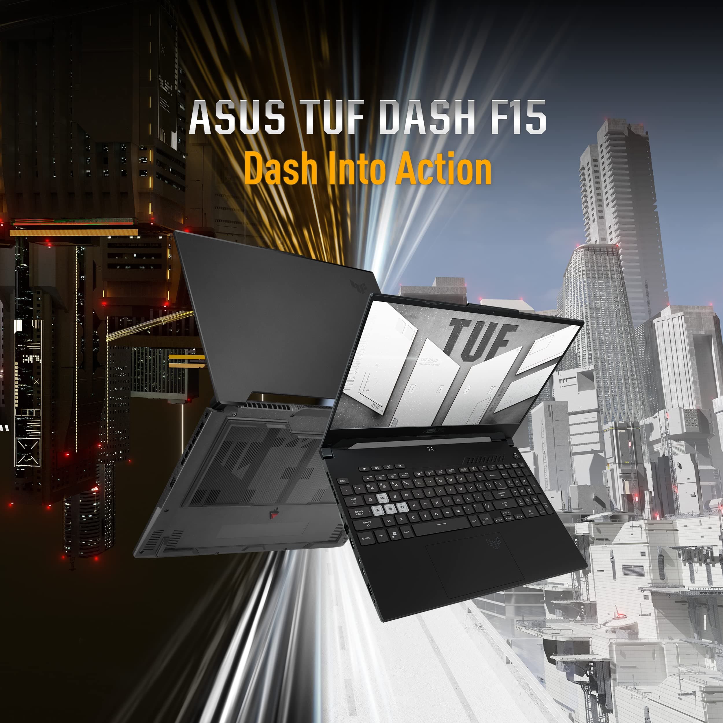 ASUS TUF Dash 15 (2022) Gaming Laptop, 15.6” 144Hz FHD Display, Intel Core i7-12650H, GeForce RTX 3050 Ti, 16GB DDR5, 512GB SSD, Thunderbolt 4, Windows 11 Home, Off Black, FX517ZE-ES73, view 11