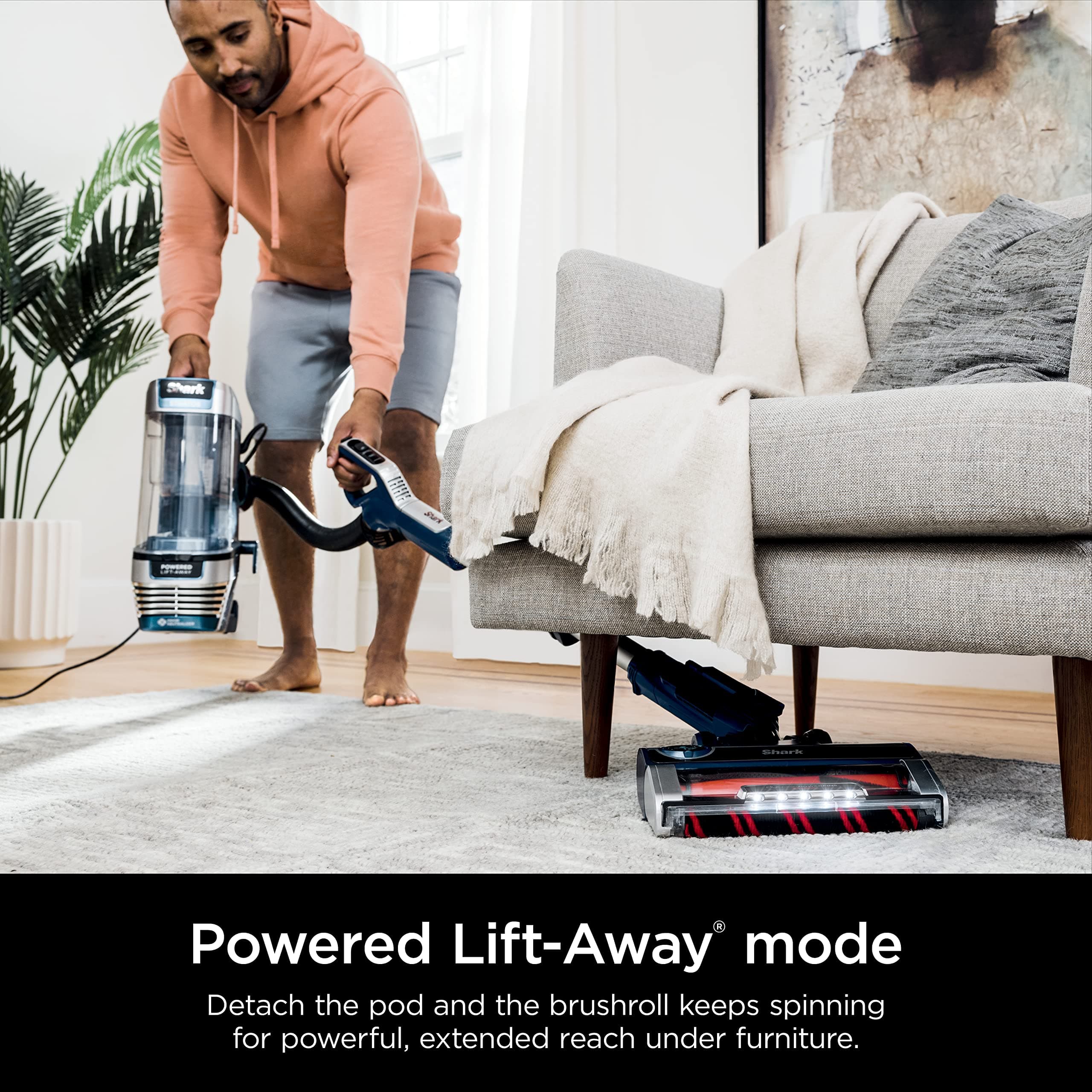 Shark AZ3002 Stratos Upright Vacuum with DuoClean PowerFins, HairPro, Powered Lift-Away, Self-Cleaning Brushroll, & Odor Neutralizer Technology, Navy (Renewed), view 3