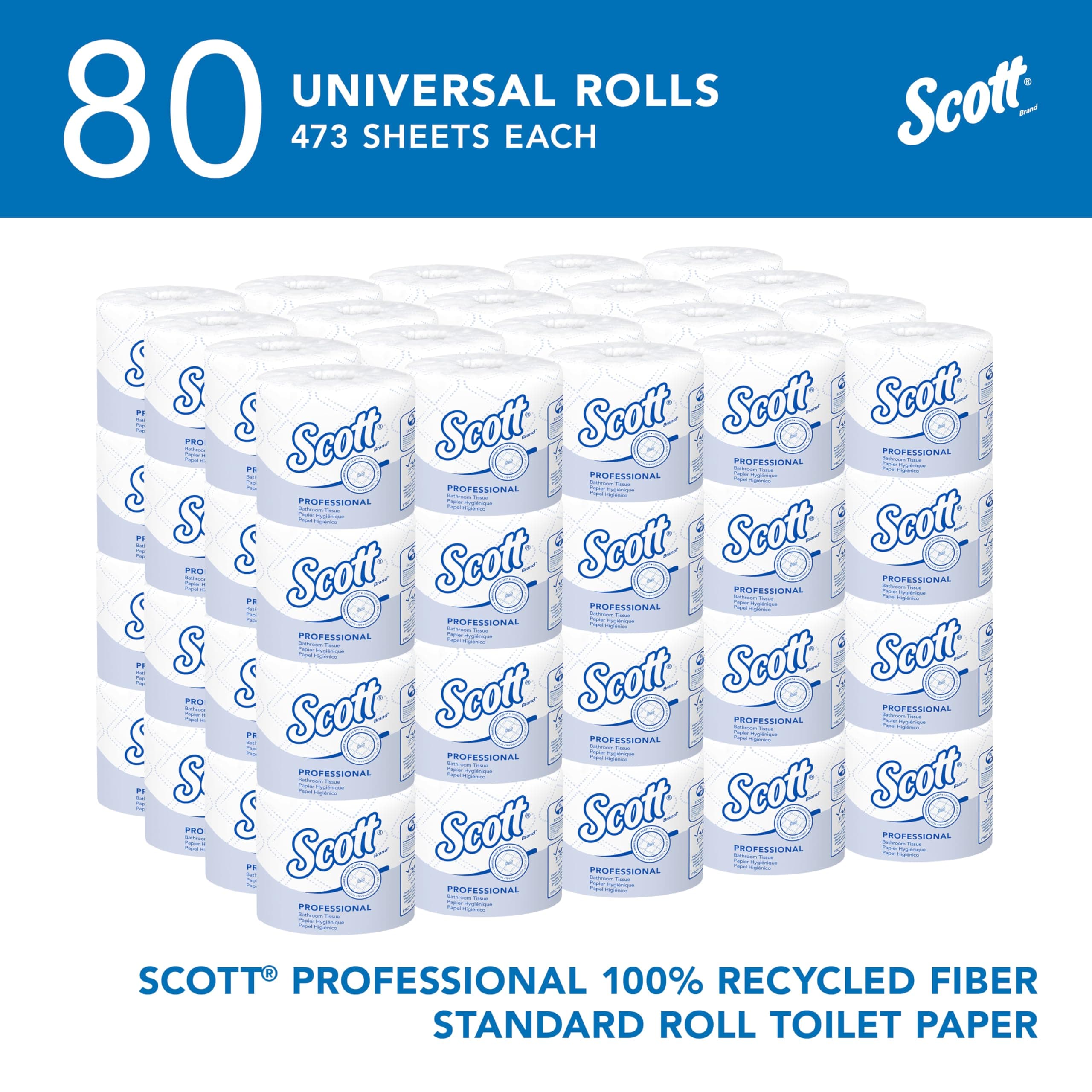 Scott Professional Standard Roll Toilet Paper, Bulk, 80 Rolls (13217), view 2