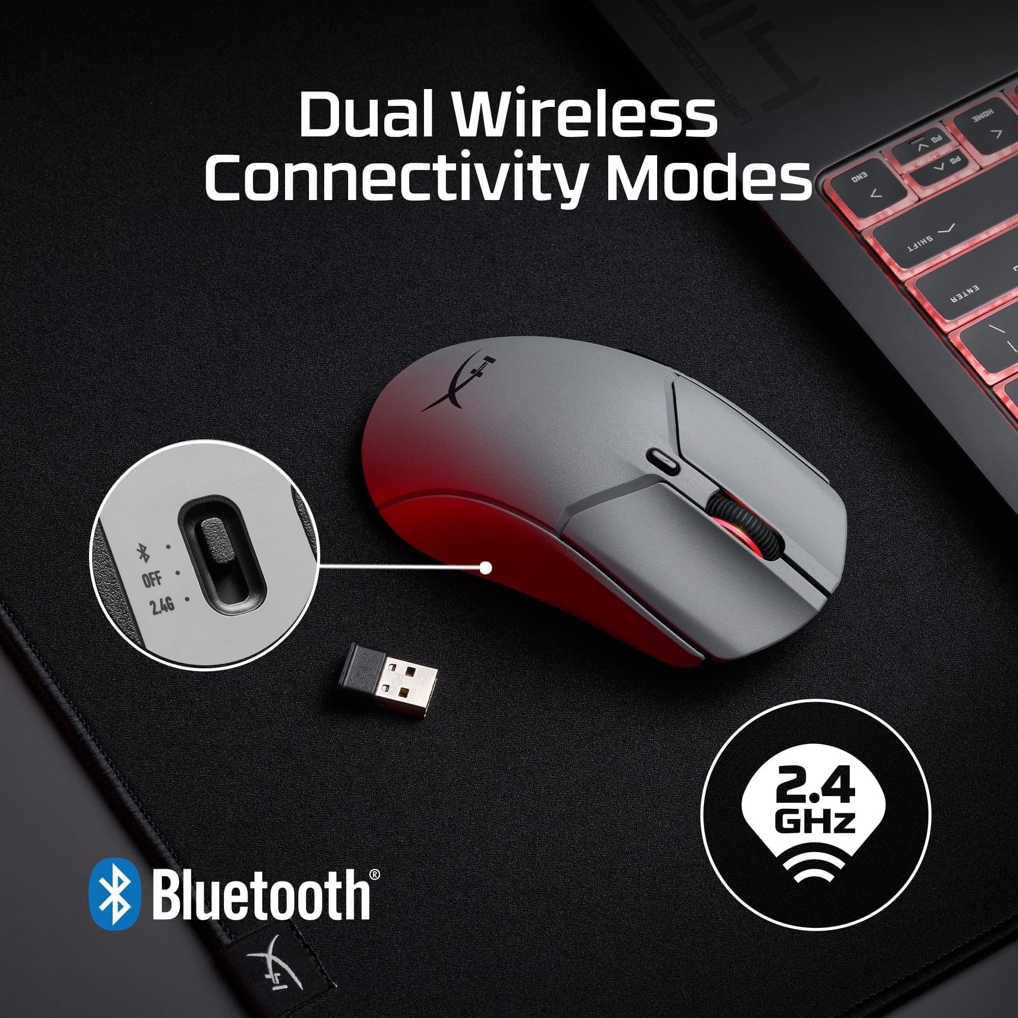 HyperX Pulsefire Haste 2 Pro 4K Wireless Gaming Mouse for PC, 4k Polling, Rechargeable 90 Hour Battery, Lightweight 61g, 26K Sensor, 2.4GHz, Bluetooth, Slate Grey, view 4