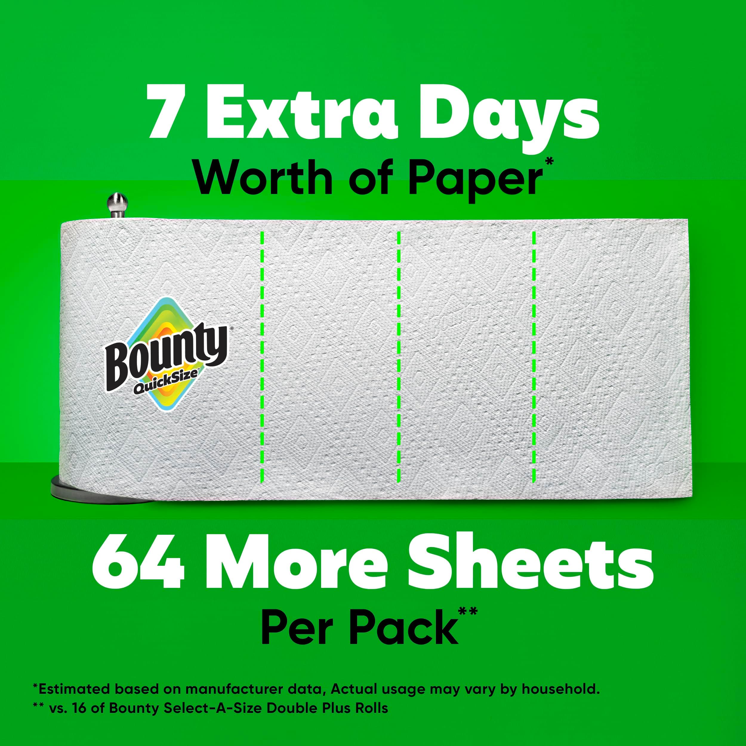 Bounty Paper Towels Quick Size, White, 16 Family Rolls = 40 Regular Rolls, view 5