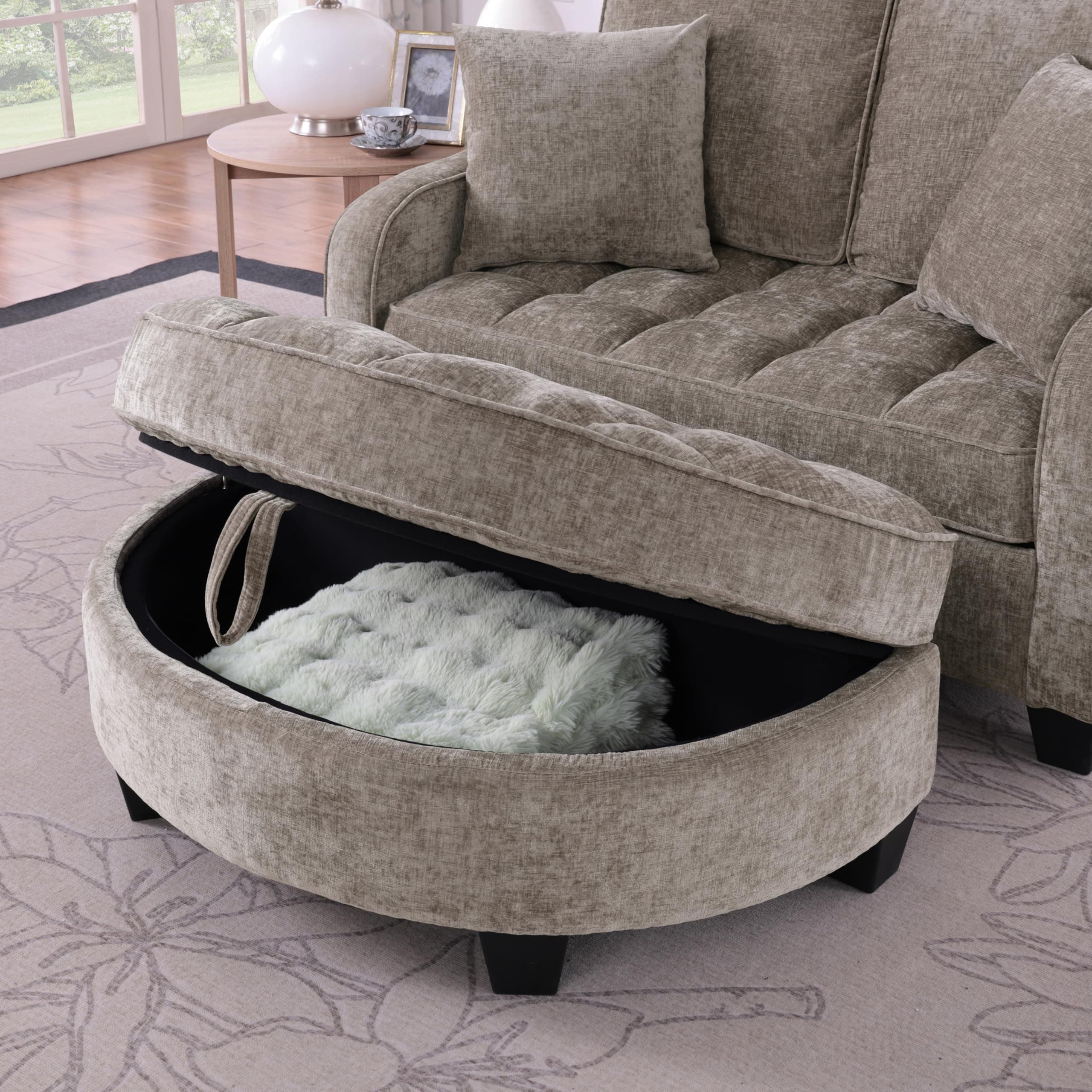 ERYE Chenille Tufted Loveseat Sofa and Ottoman Set, view 7