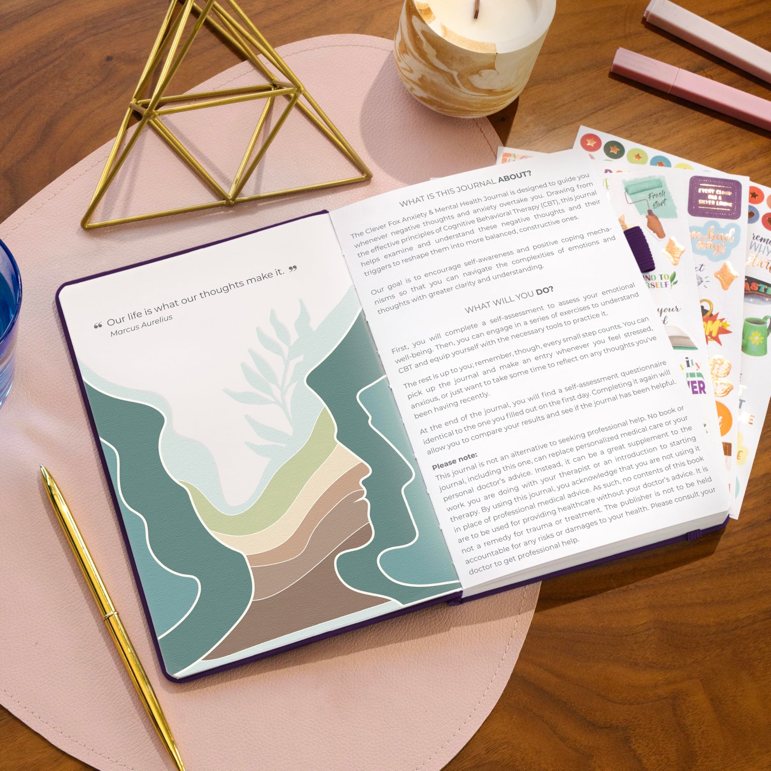 Clever Fox Mental Health & Anxiety Journal CBT Prompts 5.8x8.3 Purple, view 3
