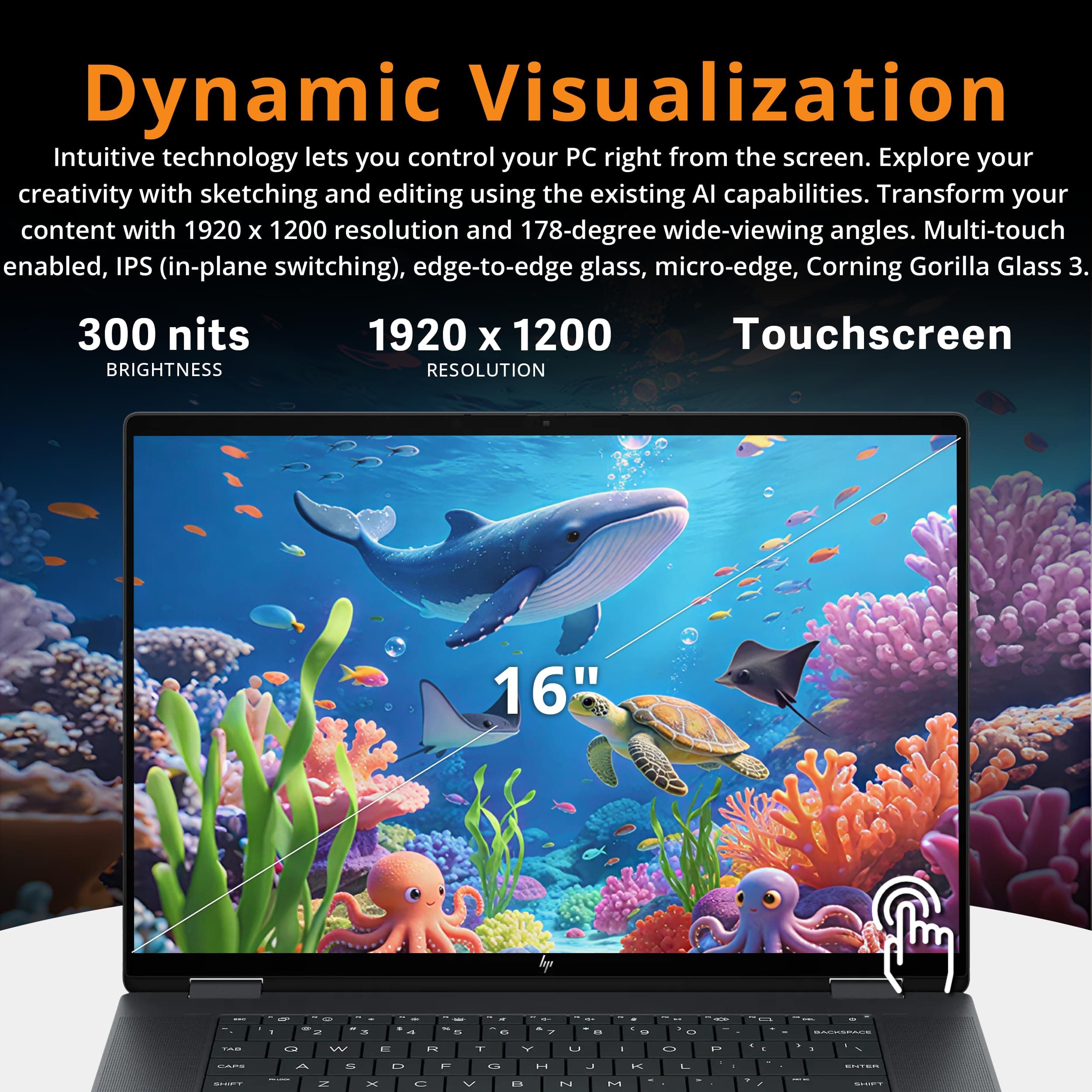 HP OmniBook X Flip 2‑in‑1 16'' 2K Touch Laptop, Intel Ultra 7 256V, 16GB LPDDR5X, 3TB Storage(2TB SSD+1TB Docking Station Set), Intel Graphics, Backlit Keyboard, Wi‑Fi 6E, Win 11, Eclipse Gray, view 3