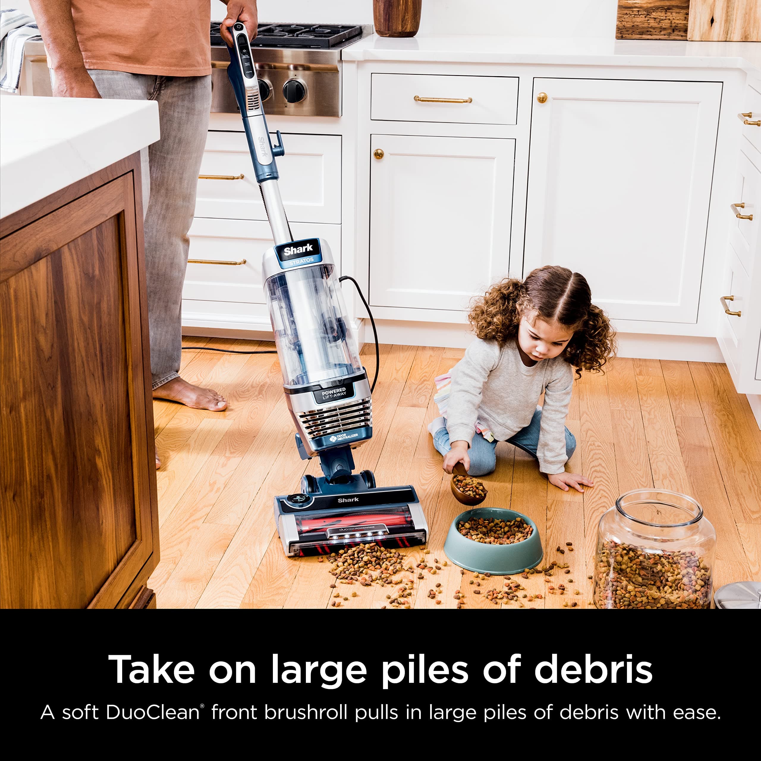 Shark AZ3002 Stratos Upright Vacuum with DuoClean PowerFins, HairPro, Powered Lift-Away, Self-Cleaning Brushroll, & Odor Neutralizer Technology, Navy (Renewed), view 4