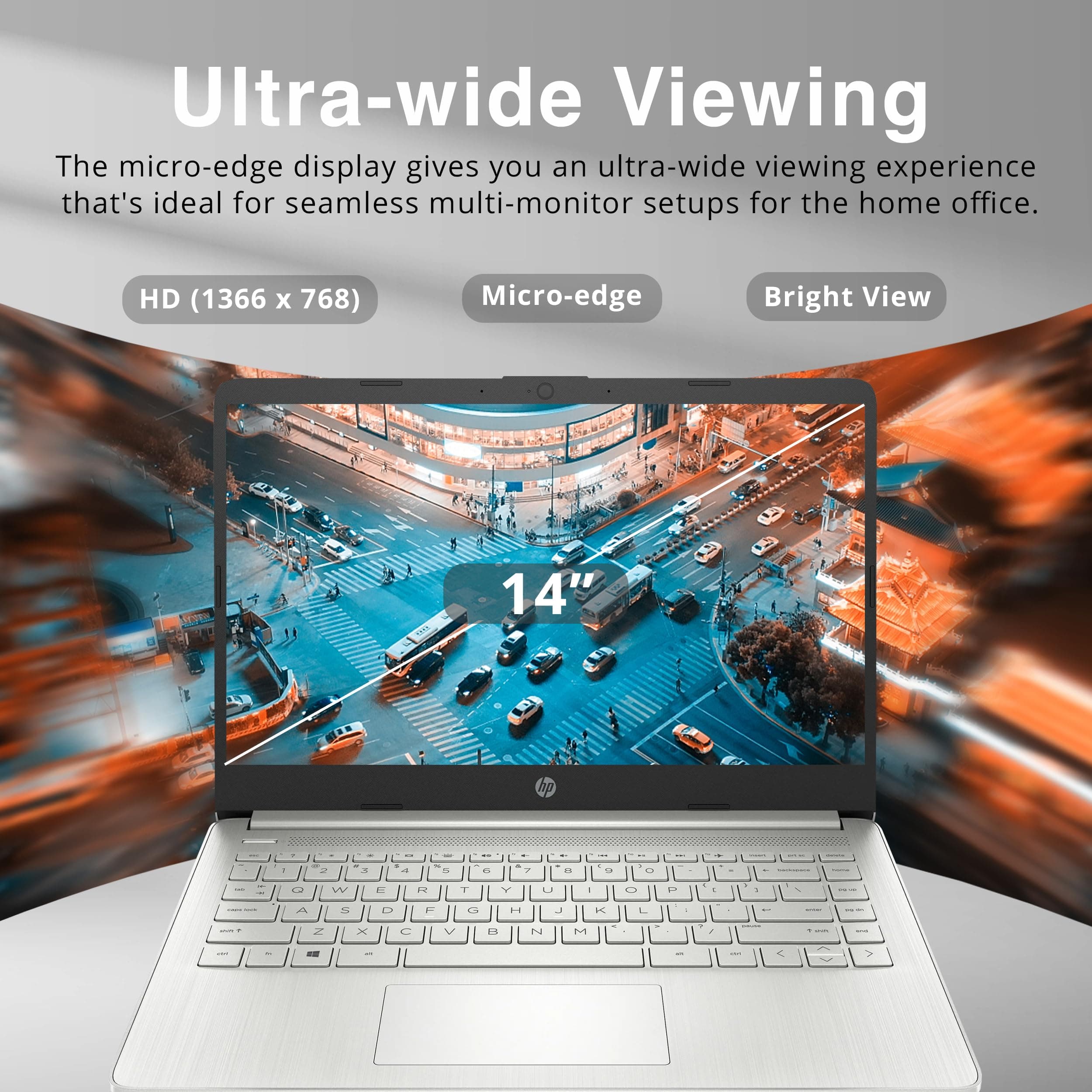 HP Stream 14" HD BrightView Laptop, Intel Celeron N4120, 16GB RAM, 416GB Storage (128GB eMMC + 288GB Docking Station Set), Intel UHD Graphics, 720p Camera, Wi-Fi, 1 Year Office 365, Win 11 S, Silver, view 4