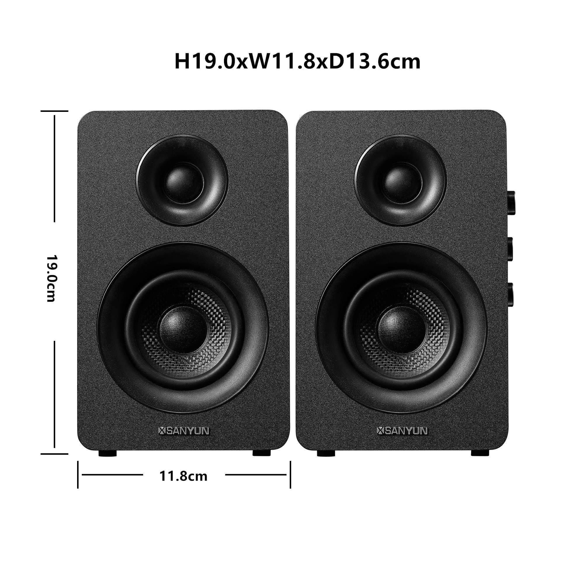 Sanyun SW208 3" Active Bluetooth 5.0 Bookshelf Speakers, Built-in 24bit DAC, view 2