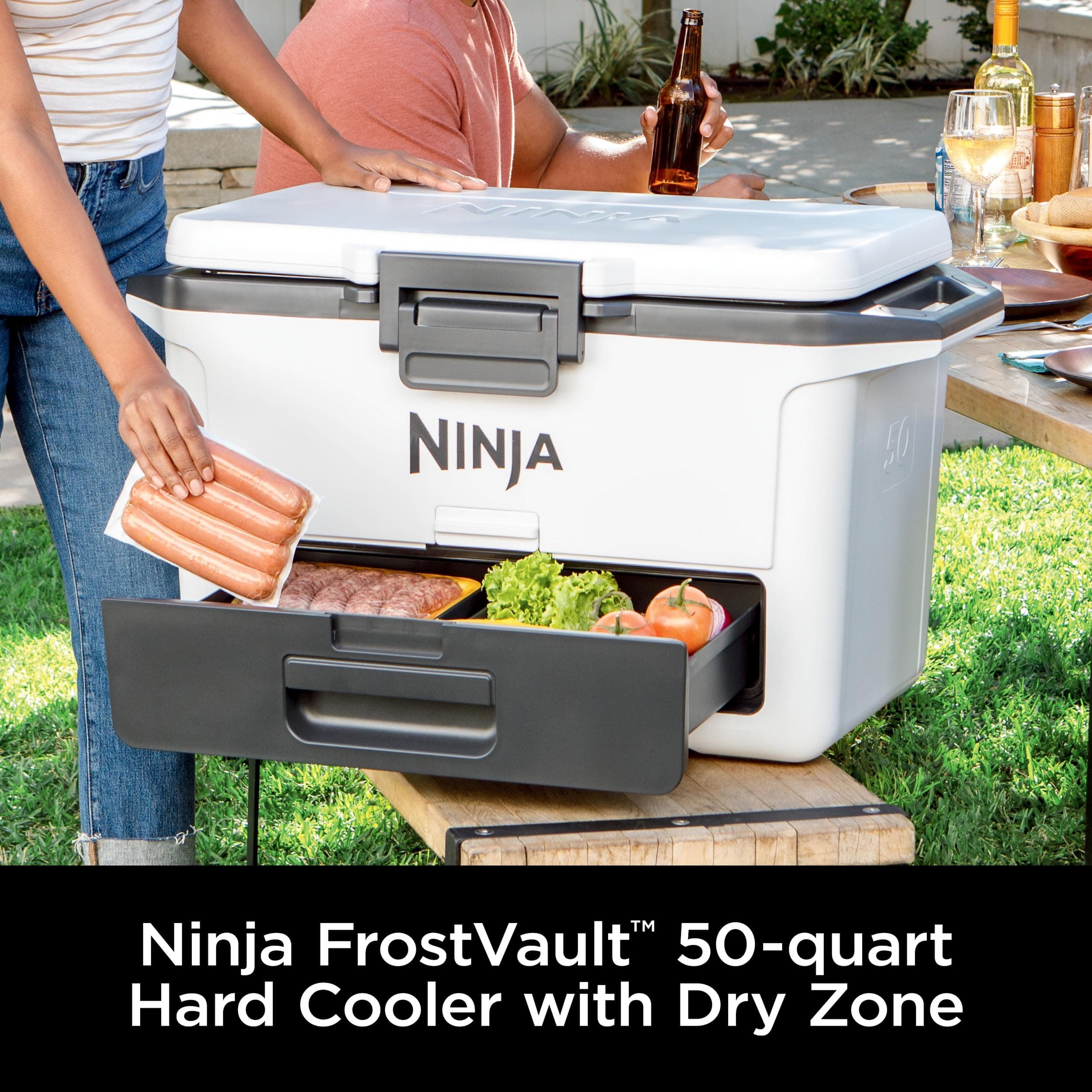 Ninja FrostVault™ 50qt Hard Cooler with Dry Storage Drawer, Spanish Moss, view 2