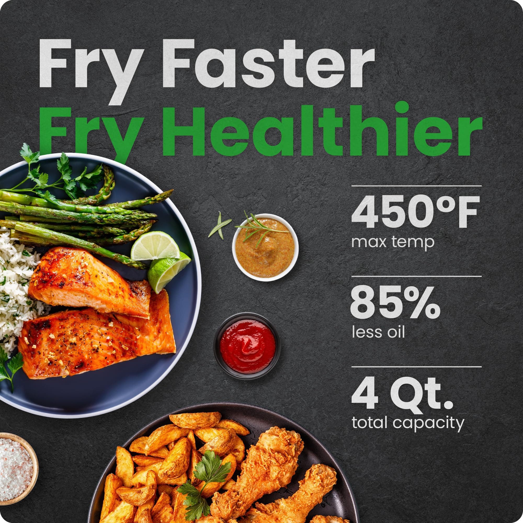 Chefman Air Fryer – 4 QT Compact Airfryer for Quick & Easy Meals in Minutes, Features Hi-Fry Technology for Extra Crisp, Touchscreen Controls with 4 Presets, Nonstick & Dishwasher Safe Basket - Black, view 2