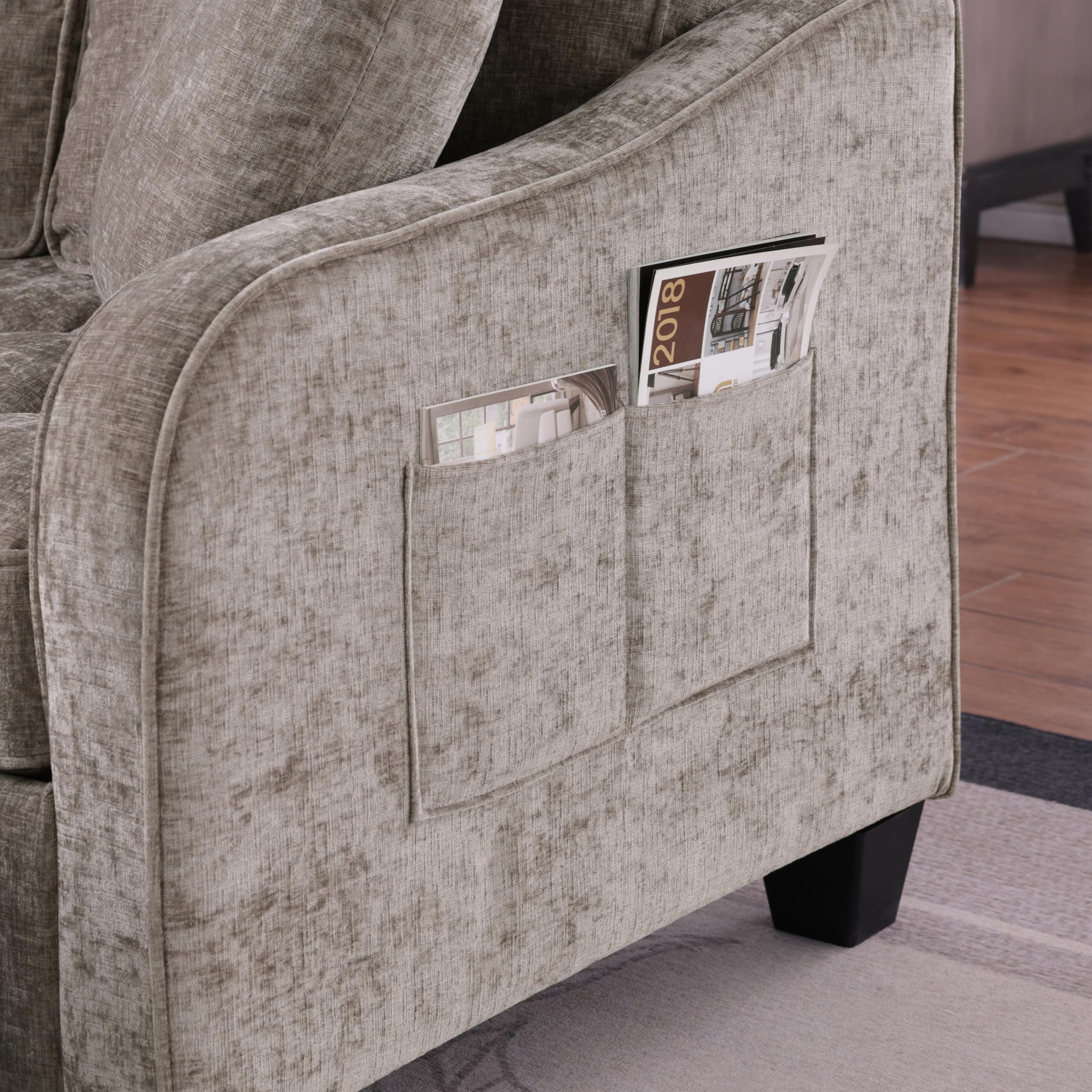 ERYE Chenille Tufted Loveseat Sofa and Ottoman Set, view 9