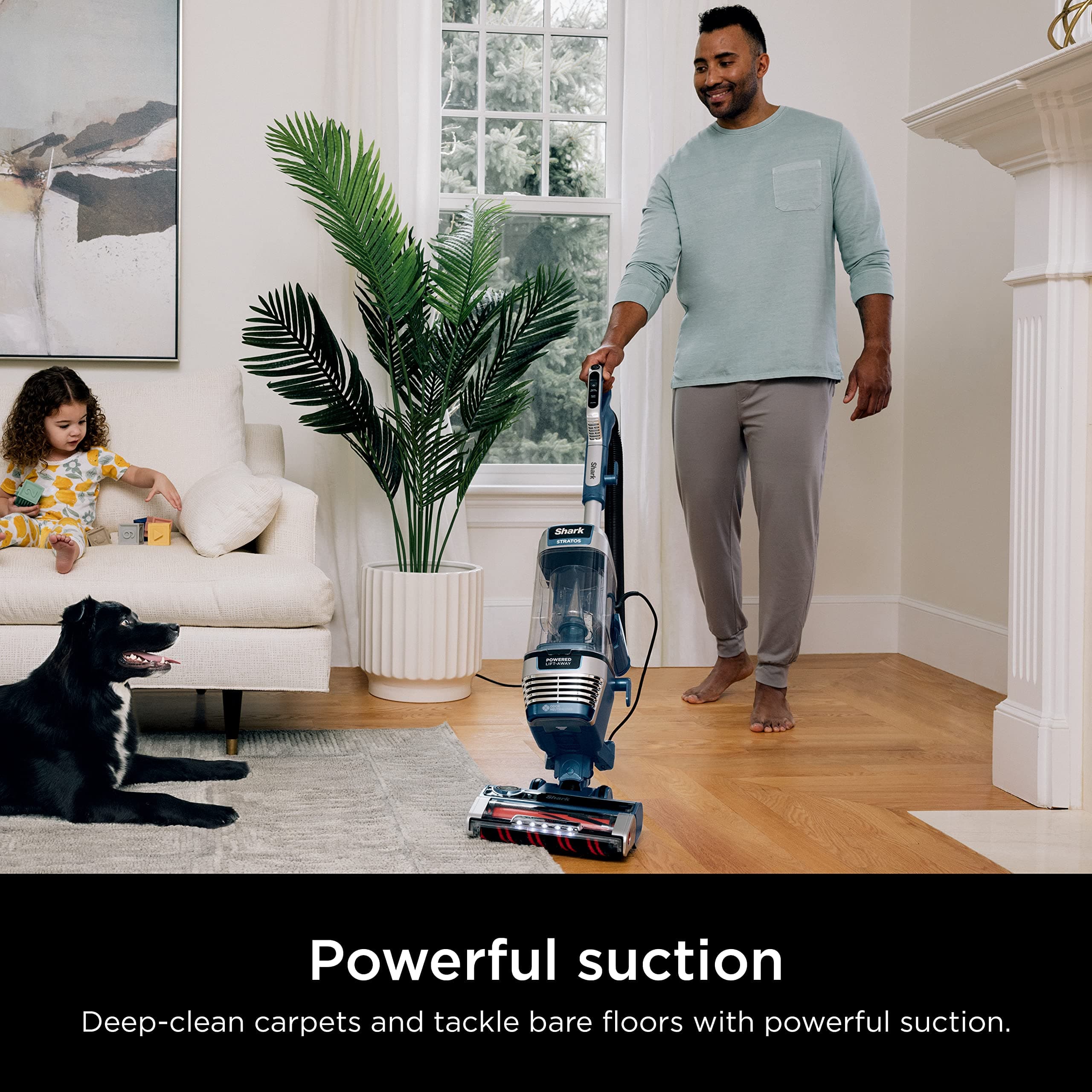 Shark AZ3002 Stratos Upright Vacuum with DuoClean PowerFins, HairPro, Powered Lift-Away, Self-Cleaning Brushroll, & Odor Neutralizer Technology, Navy (Renewed), view 2