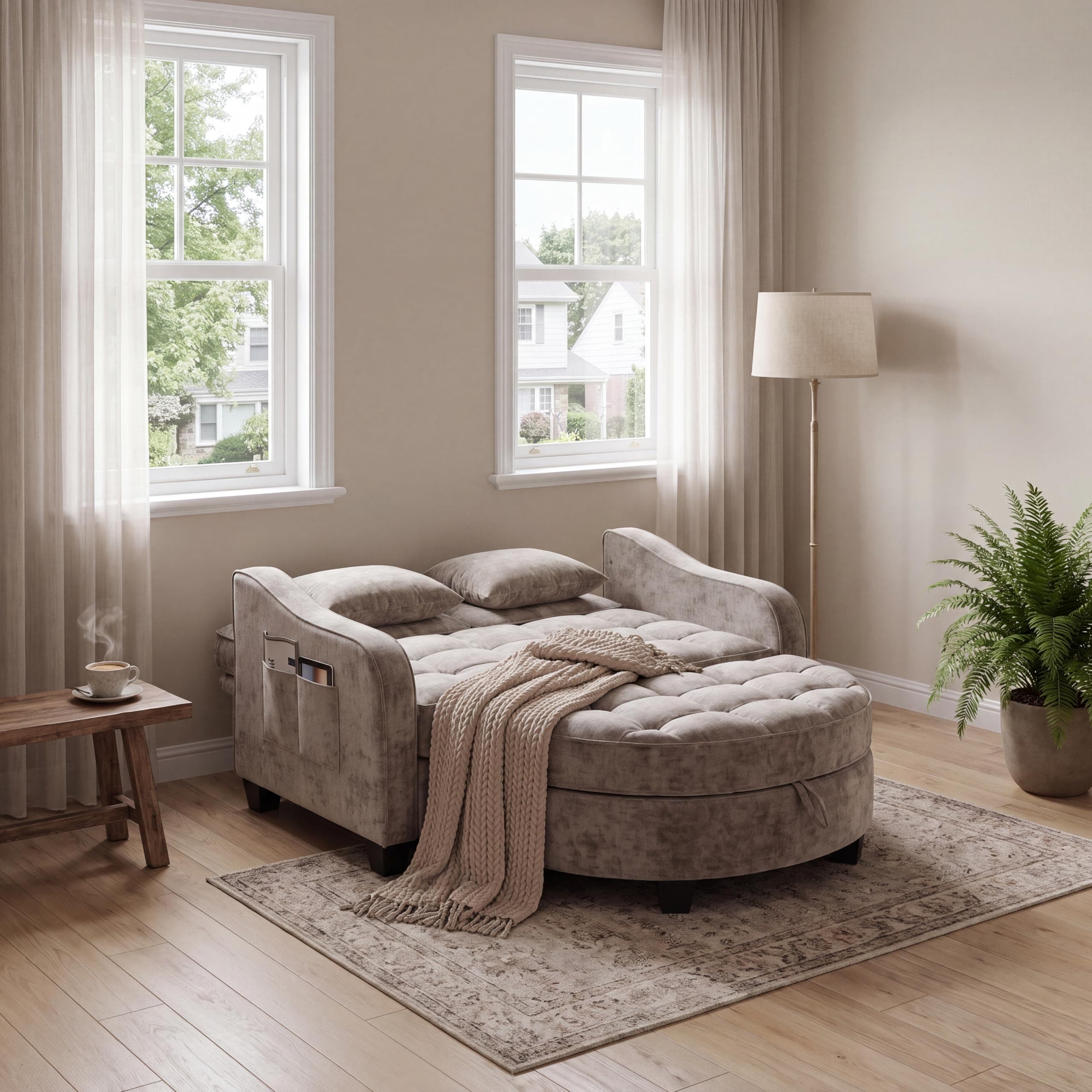 ERYE Chenille Tufted Loveseat Sofa and Ottoman Set, view 4