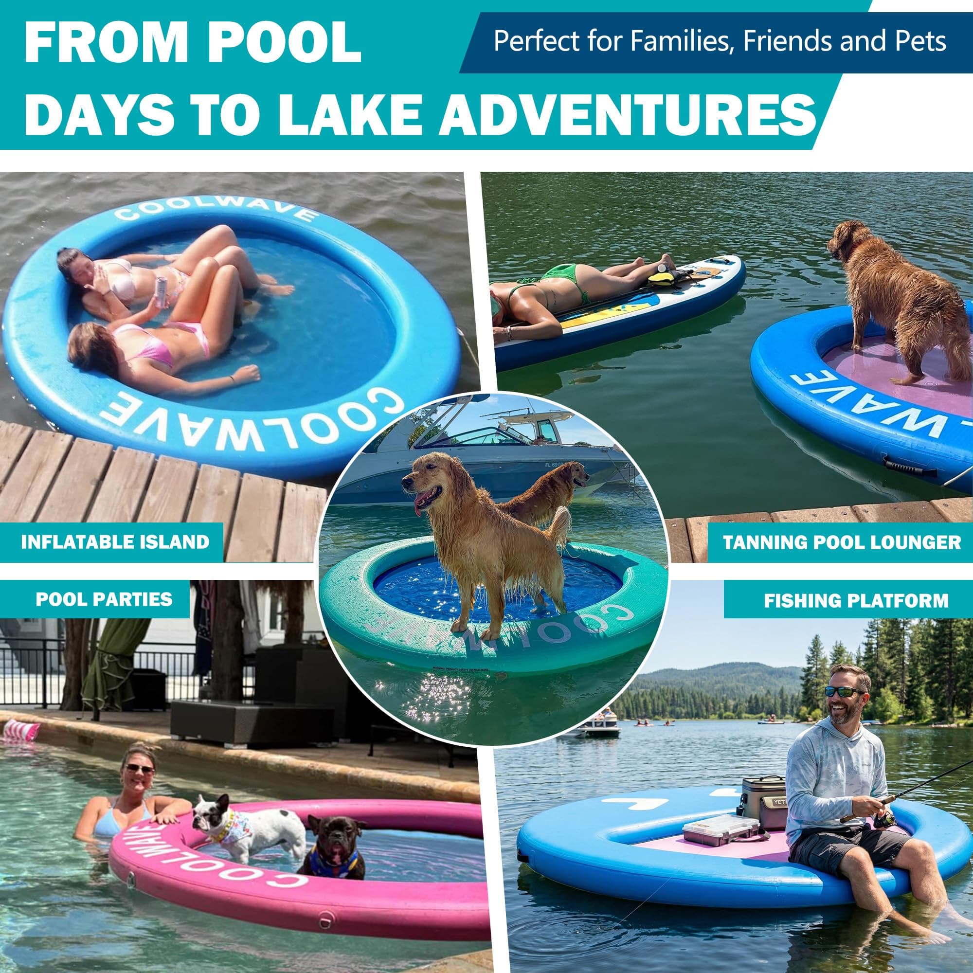 COOLWAVE Inflatable Water Hammock, Round Floating Dock for Adults(8BDB), view 5