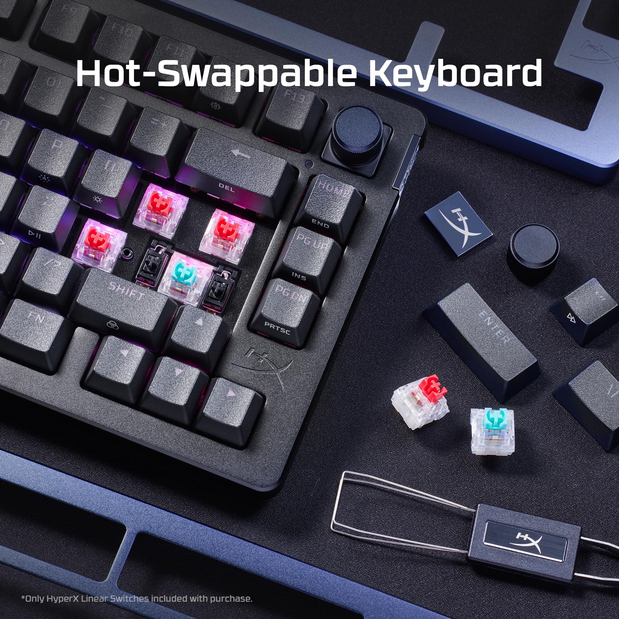 HyperX Alloy Rise – Hot-Swappable Mechanical Gaming Keyboard, PC, Ambient Light Sensor, Gasket Mounted, HyperX Linear Switches, view 5